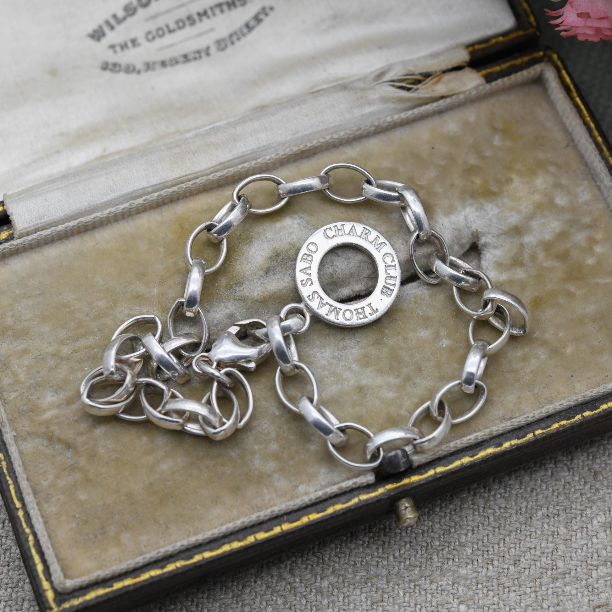 Sterling Silver Thomas Sabo Iconic Charm Bracelet with Charm Club Ring - Cable Links Chain | Gift for Her