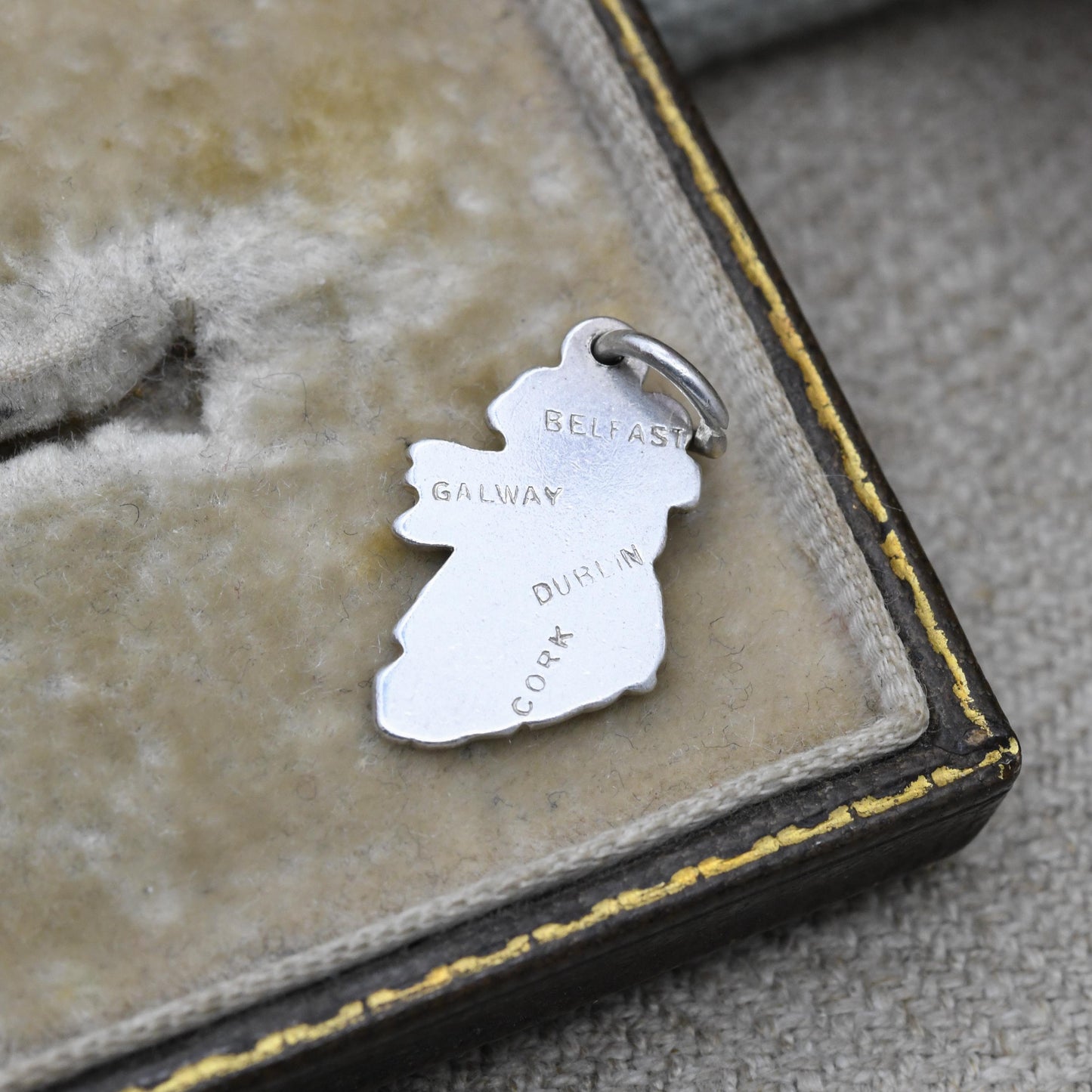 Vintage Sterling Silver Ireland Map Charm 1962 - Belfast Galway Dublin and Cork | Travel Souvenir Jewellery | Gift for Charm Bracelet