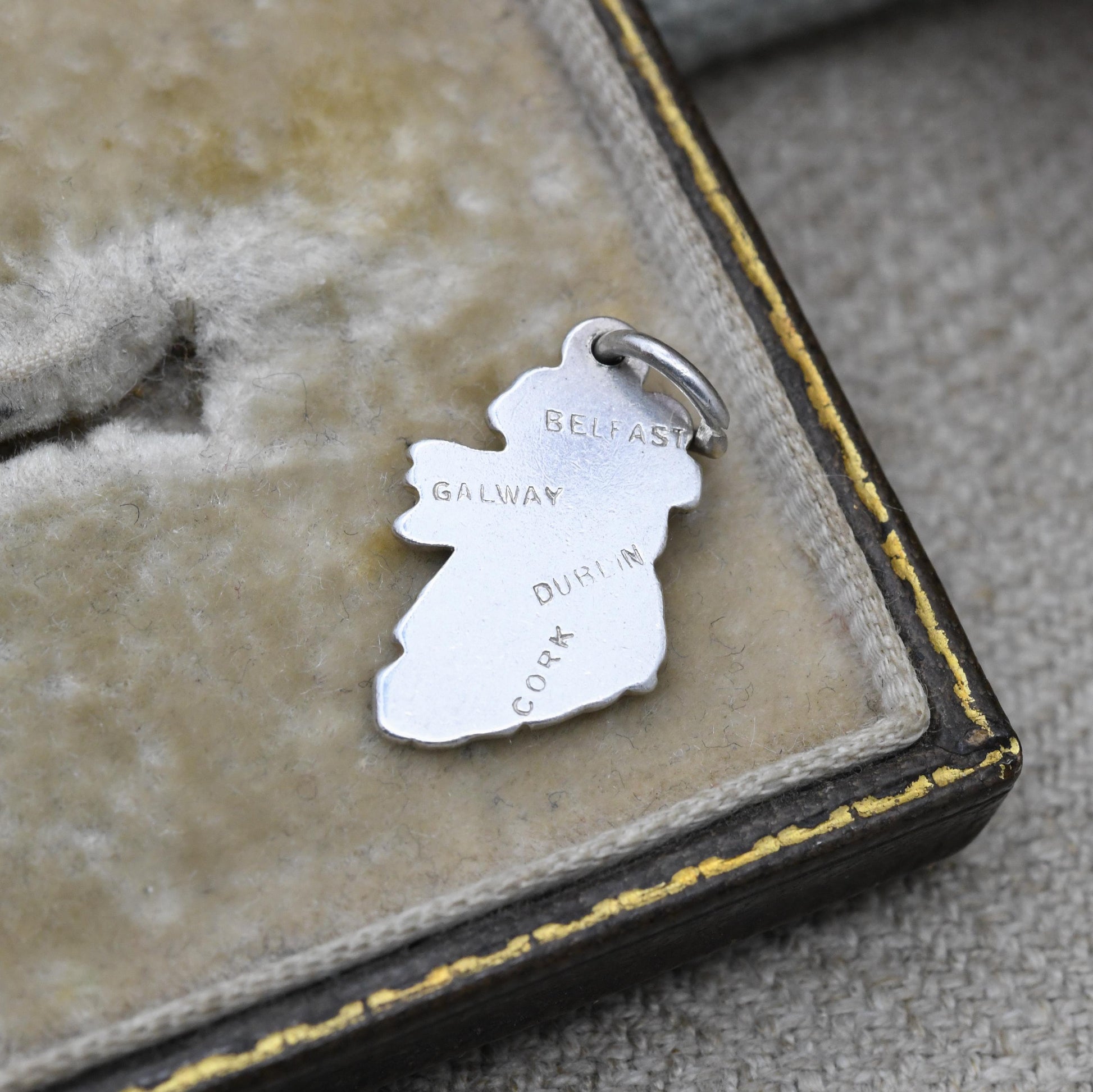 Vintage Sterling Silver Ireland Map Charm 1962 - Belfast Galway Dublin and Cork | Travel Souvenir Jewellery | Gift for Charm Bracelet