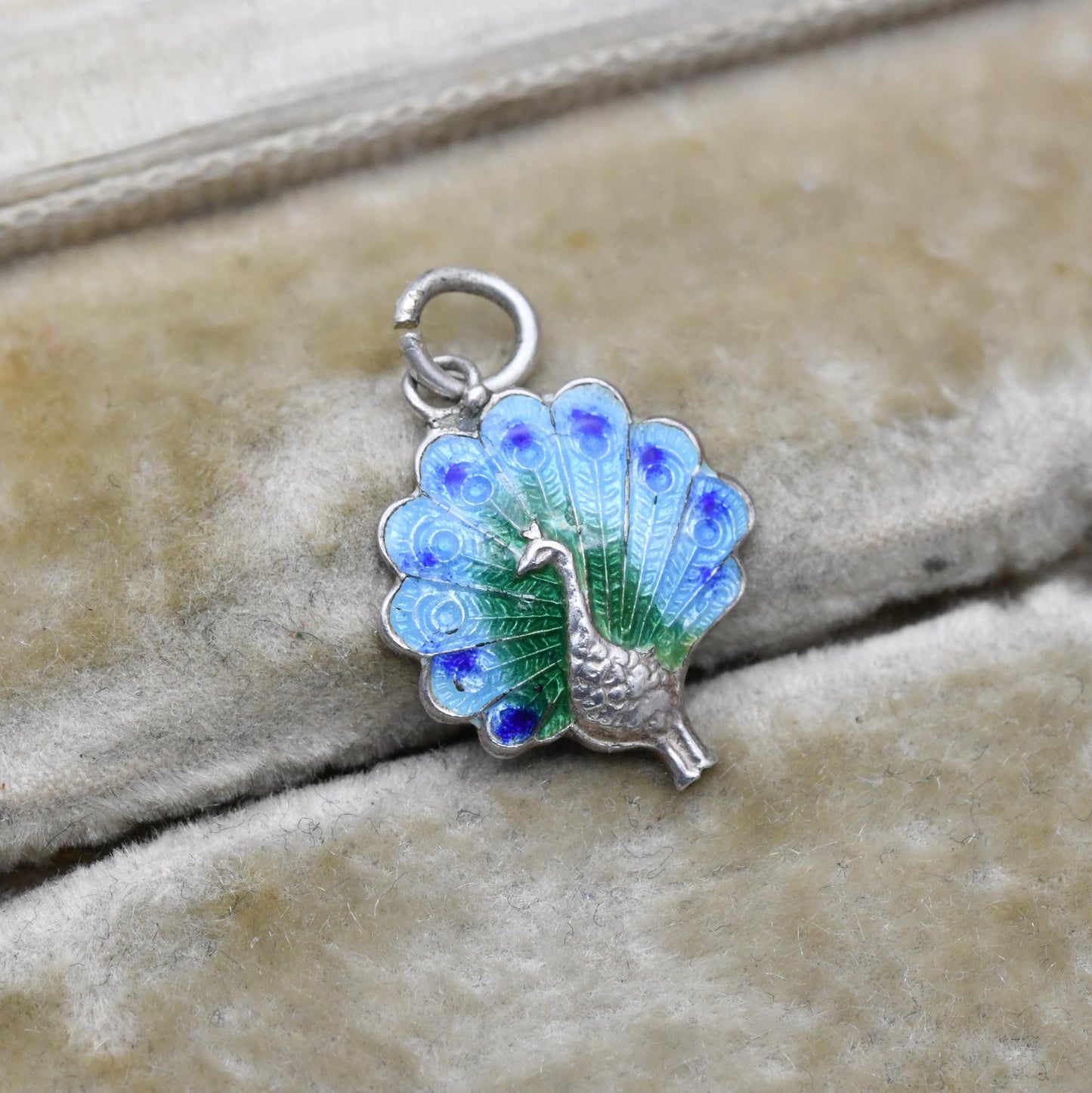 Sterling Silver Enamel Peacock Charm Pendant - Colourful Blue and Green Bird Jewellery | Animal Lover | Gift for Charm Bracelet Necklace