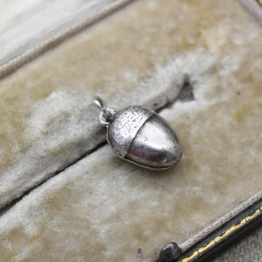 Vintage Sterling Silver Acorn Pendant Charm - Symbol of Growth | Oak Tree | Hollow Silver for Charm Collection
