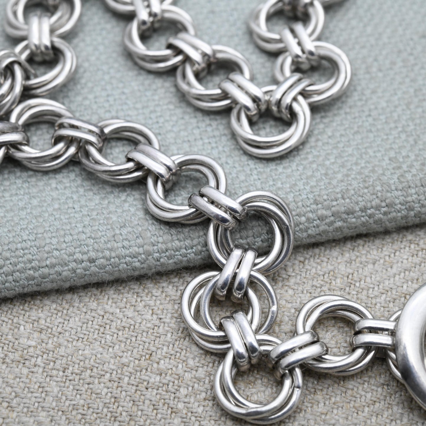 Vintage Links of London Necklace Sterling Silver with Toggle and Ring Clasp - Chunky Link Chain with T-Bar Clasp | Unisex Designer Jewellery