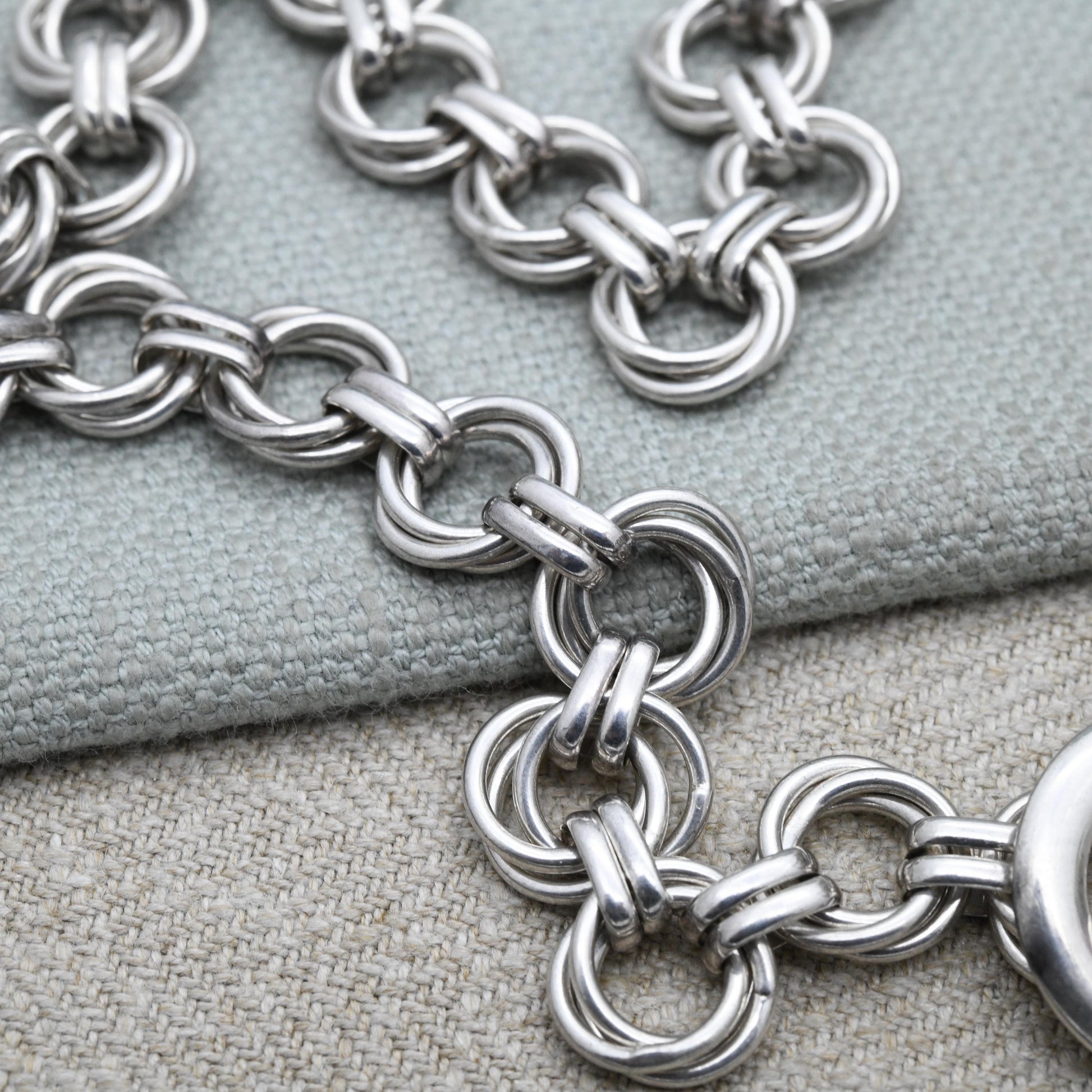 Vintage Links of London Necklace Sterling Silver with Toggle and Ring Clasp - Chunky Link Chain with T-Bar Clasp | Unisex Designer Jewellery