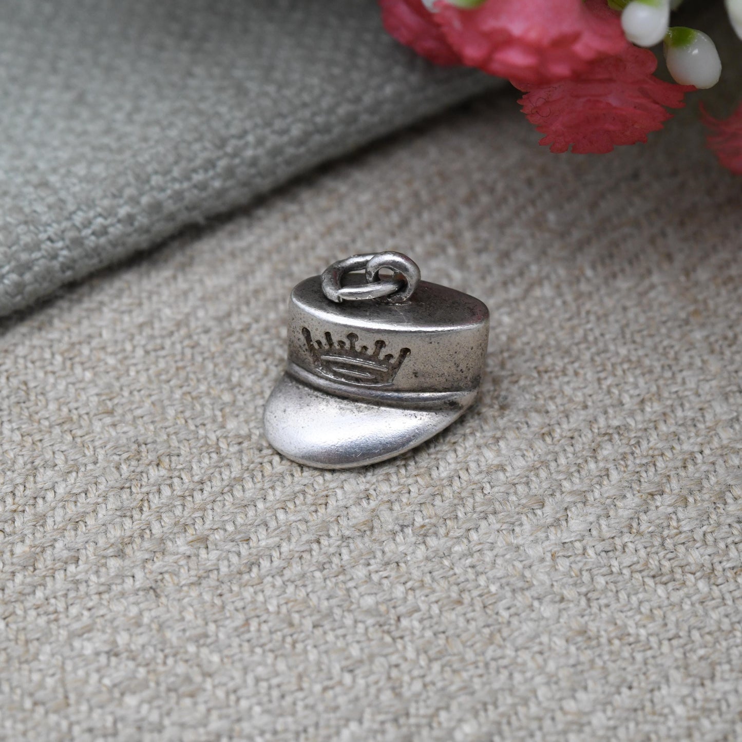 Vintage Sterling Silver Royal Hat Charm Pendant - Royalty Cap | Crown Detail | England Souvenir | Gift for Charm Bracelet
