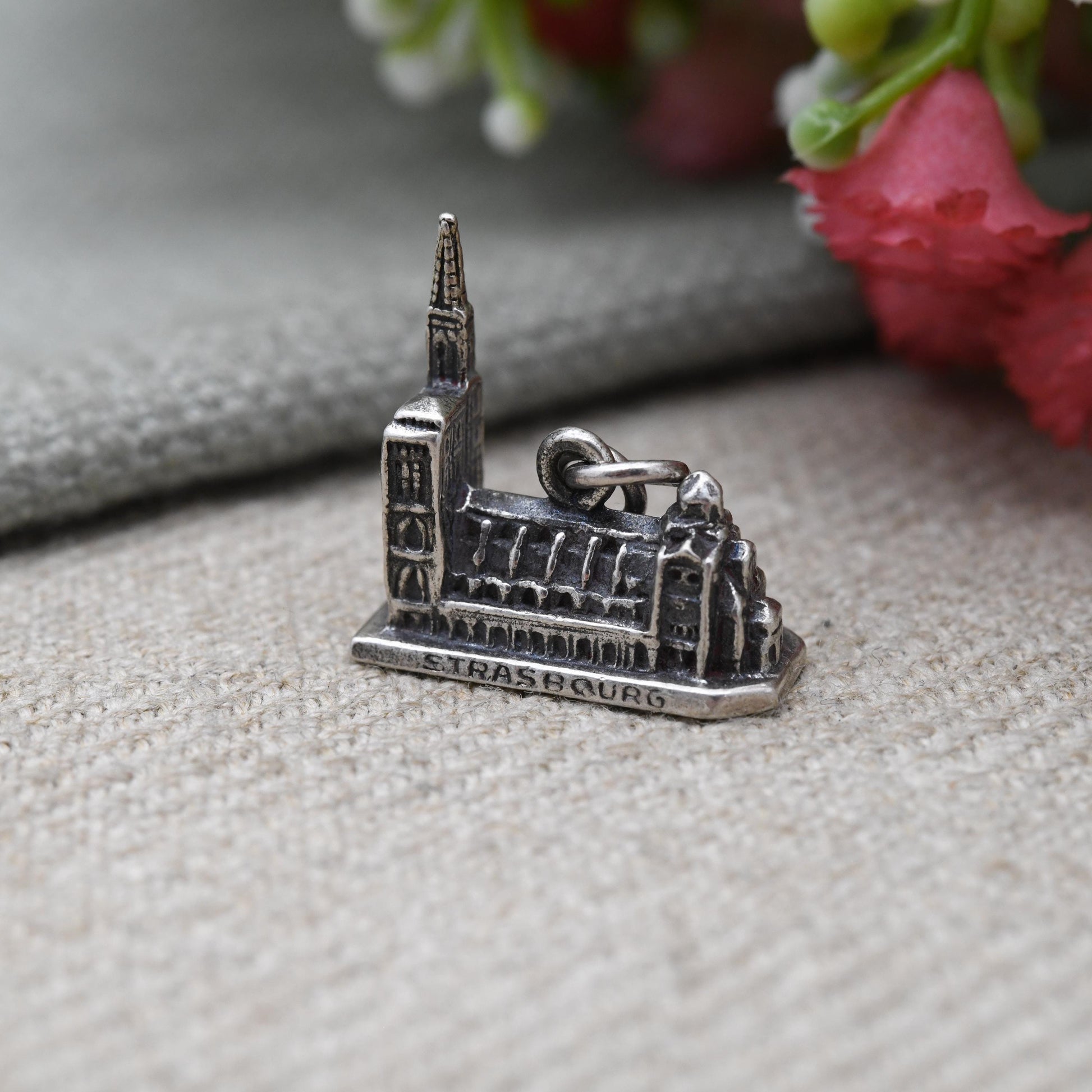 Vintage Sterling Silver Strasbourg Cathedral Charm Pendant - Church | Religious | France Travel Souvenir Gift for Charm Bracelet