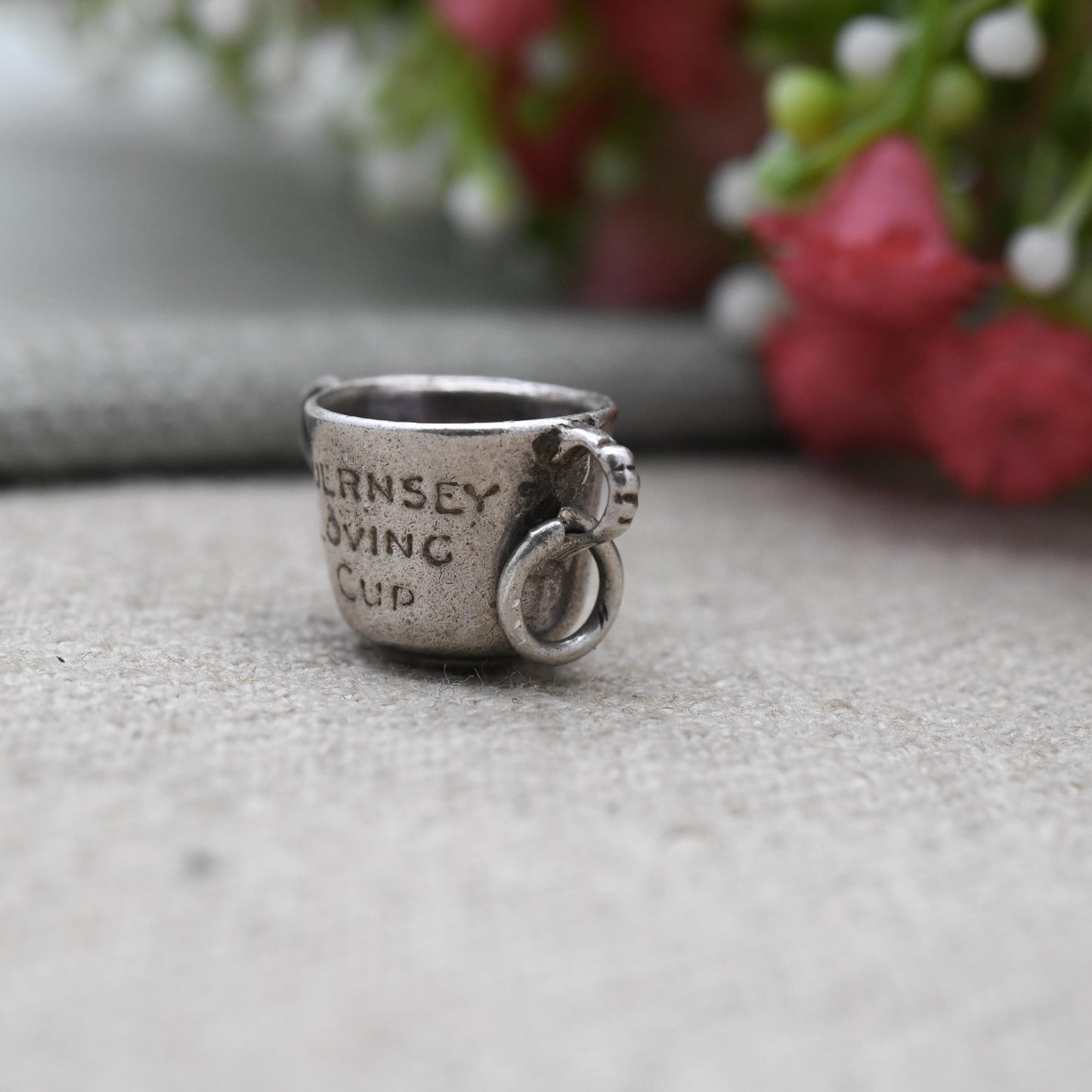 Vintage Sterling Silver Guernsey Loving Cup Charm Pendant - Timeless Traditional Heirloom | Baptism Present | Gift for Charm Bracelet