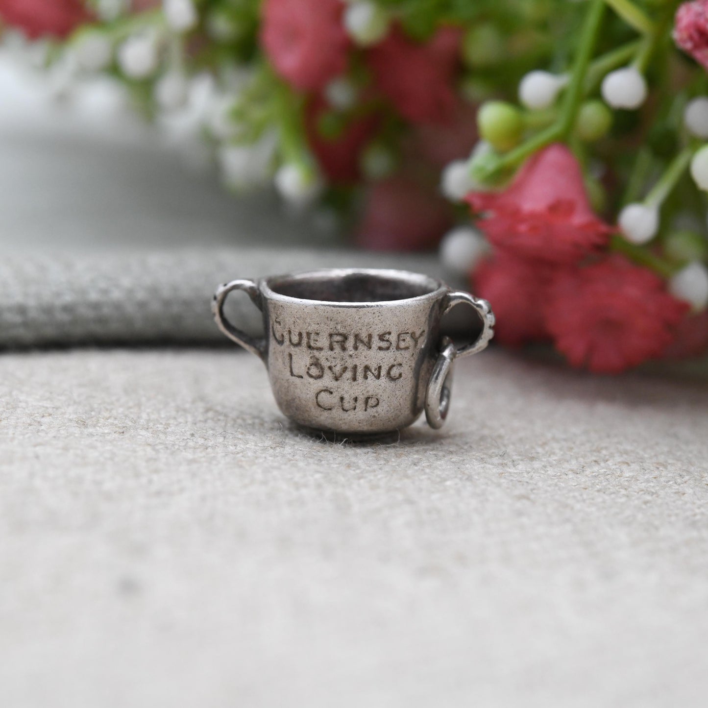 Vintage Sterling Silver Guernsey Loving Cup Charm Pendant - Timeless Traditional Heirloom | Baptism Present | Gift for Charm Bracelet