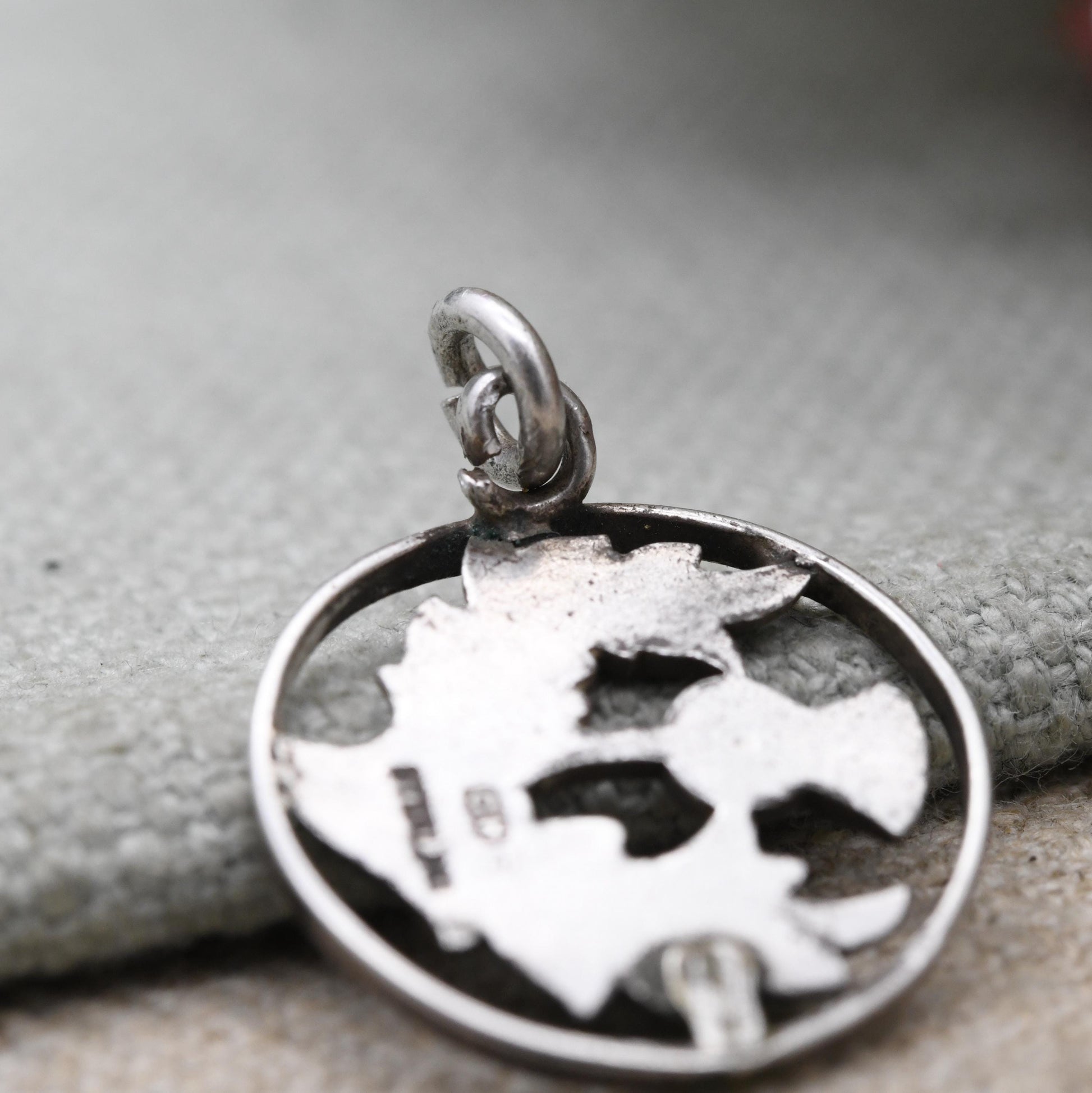 Vintage Charles Horner Sterling Silver Enamel Scottish Thistle Charm - Converted Brooch | Traditional Scottish Flower Pendant for Necklace
