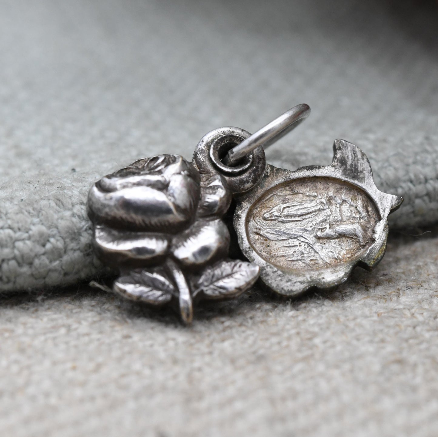 Vintage Notre Dame De Lourdes Opening Rose Locket Monogram Charm - Sanctuary of Our Lady of Lourdes | Christian Pilgrimage Jewellery