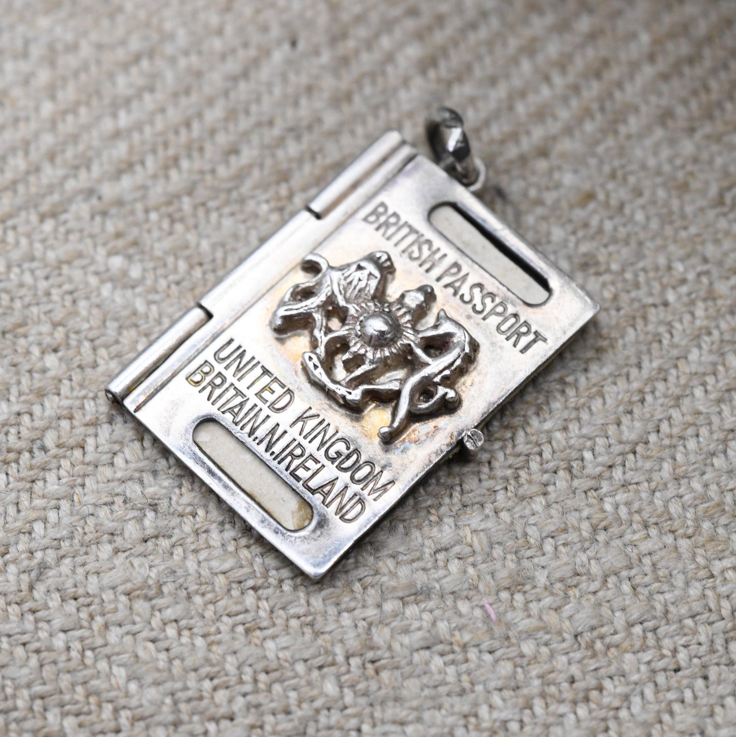 Vintage Georg Jensen Sterling Silver British Passport Charm Pendant - Travel Souvenir Jewellery | Collectable Designer Charm
