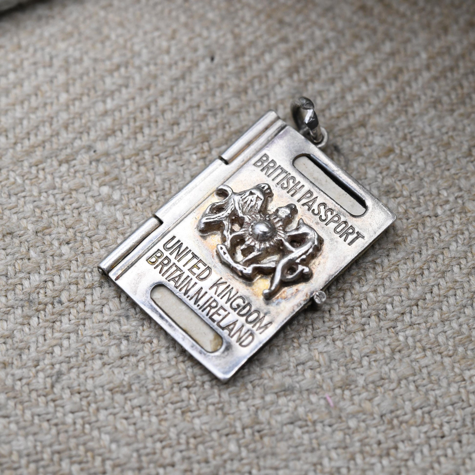 Vintage Georg Jensen Sterling Silver British Passport Charm Pendant - Travel Souvenir Jewellery | Collectable Designer Charm
