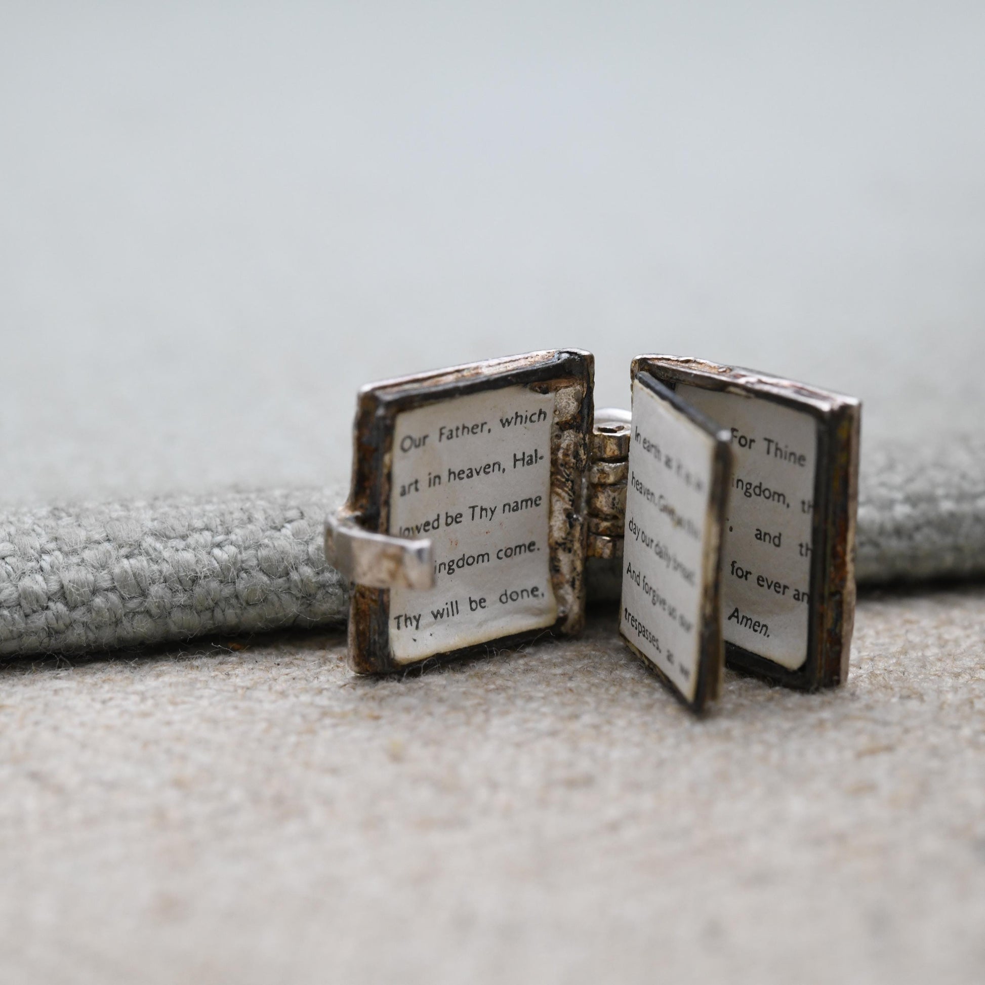 Vintage NUVO Sterling Silver Bible Opening Charm Pendant - The Lord's Prayer | Religion | Holy Book | Gift for Charm Bracelet Necklace Stack