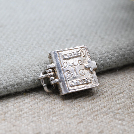 Vintage NUVO Sterling Silver Bible Opening Charm Pendant - The Lord's Prayer | Religion | Holy Book | Gift for Charm Bracelet Necklace Stack