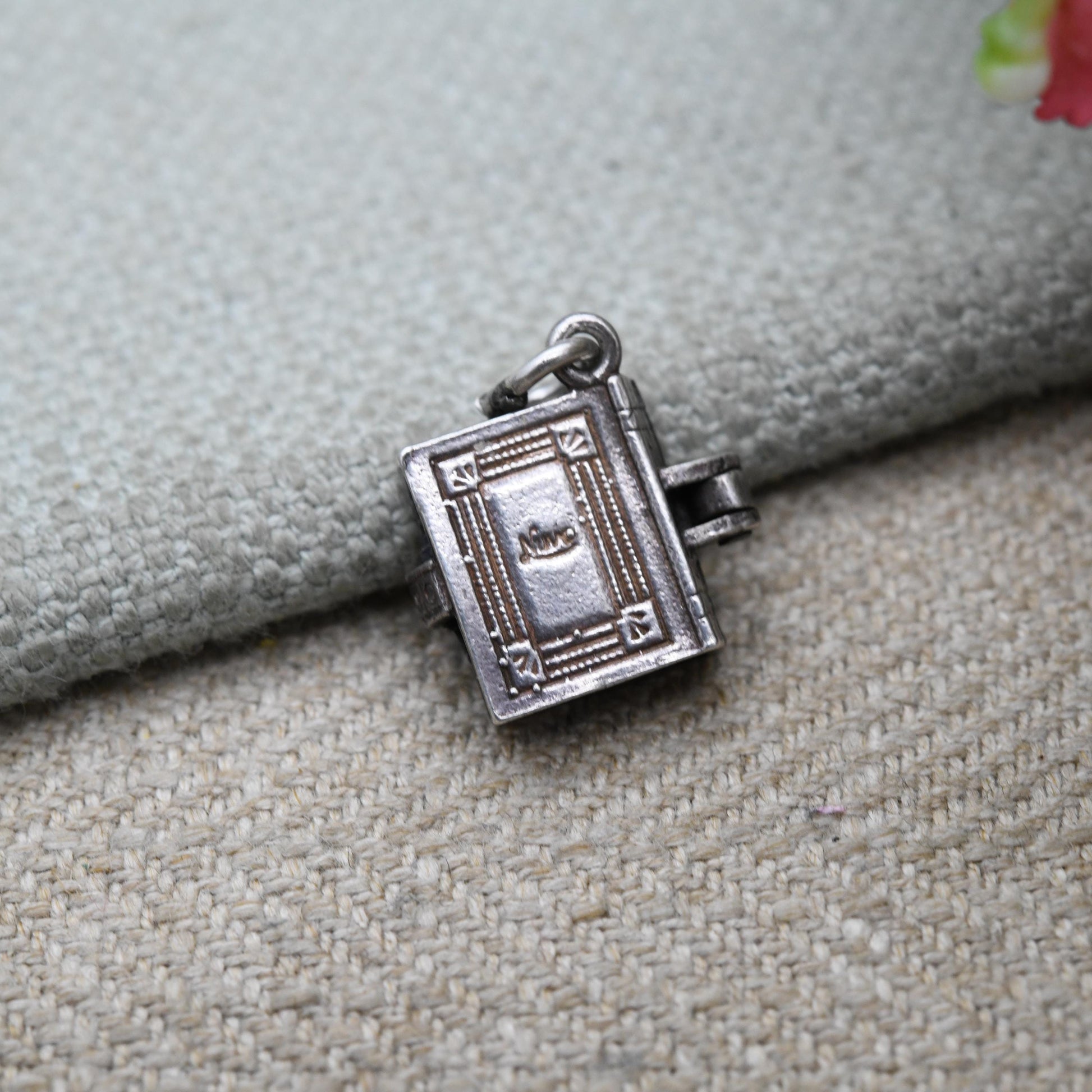 Vintage NUVO Sterling Silver Bible Opening Charm Pendant - The Lord's Prayer | Religion | Book | Gift for Charm Bracelet Necklace Stack