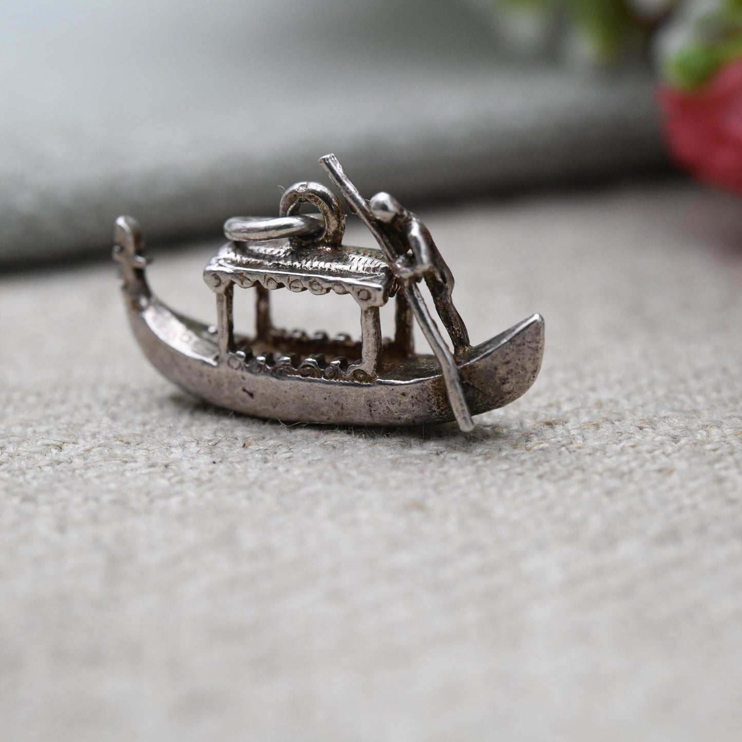 Vintage Silver Venetian Gondola Charm Pendant - Venice Souvenir | Little Boat | Gift for Charm Bracelet