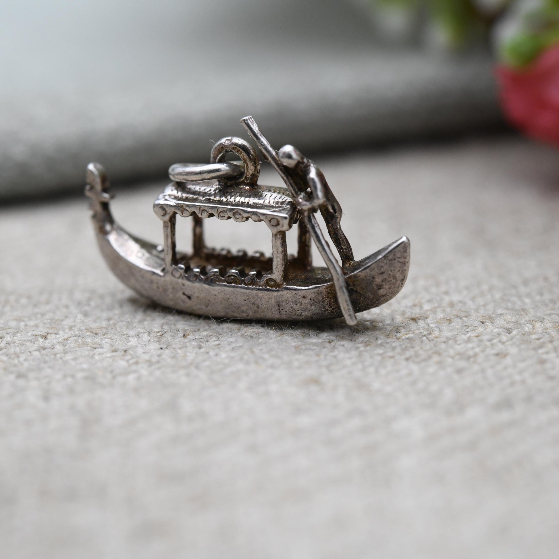 Vintage Silver Venetian Gondola Charm Pendant - Venice Souvenir | Little Boat | Gift for Charm Bracelet