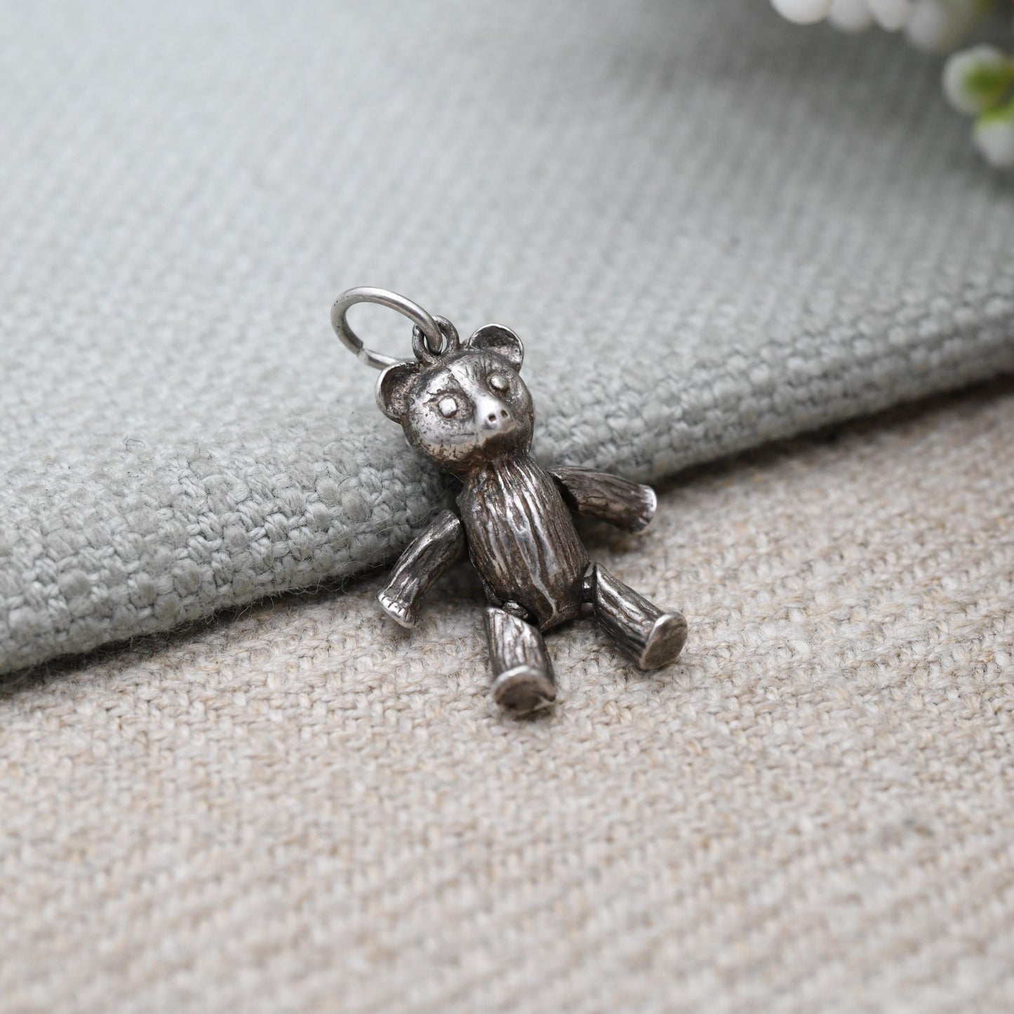 Vintage Sterling Silver Moving Teddy Bear Charm Pendant - Cute | Animal | Love | Gift for Charm Bracelet