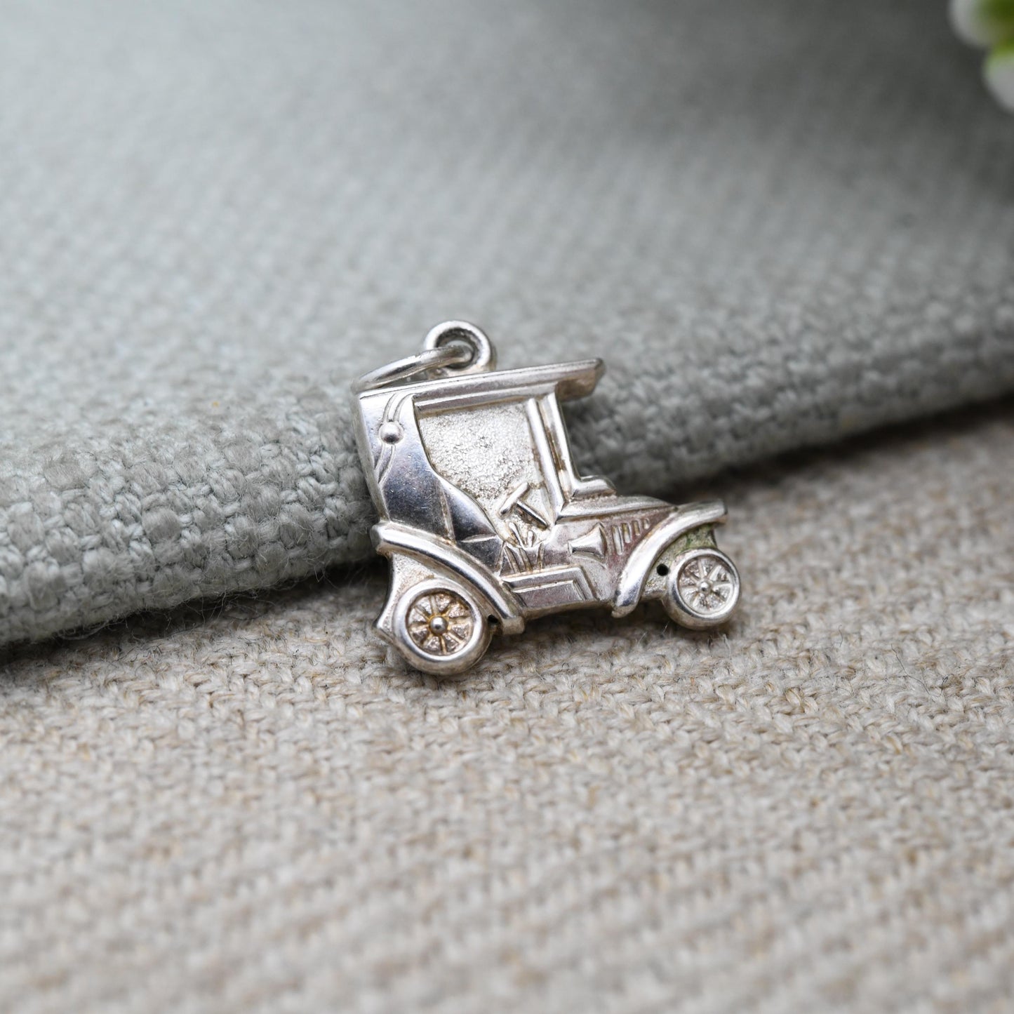 Vintage Sterling Silver Old Car Charm Pendant - Vintage Car Charm | Scandinavian Silver | Gift for Charm Bracelet