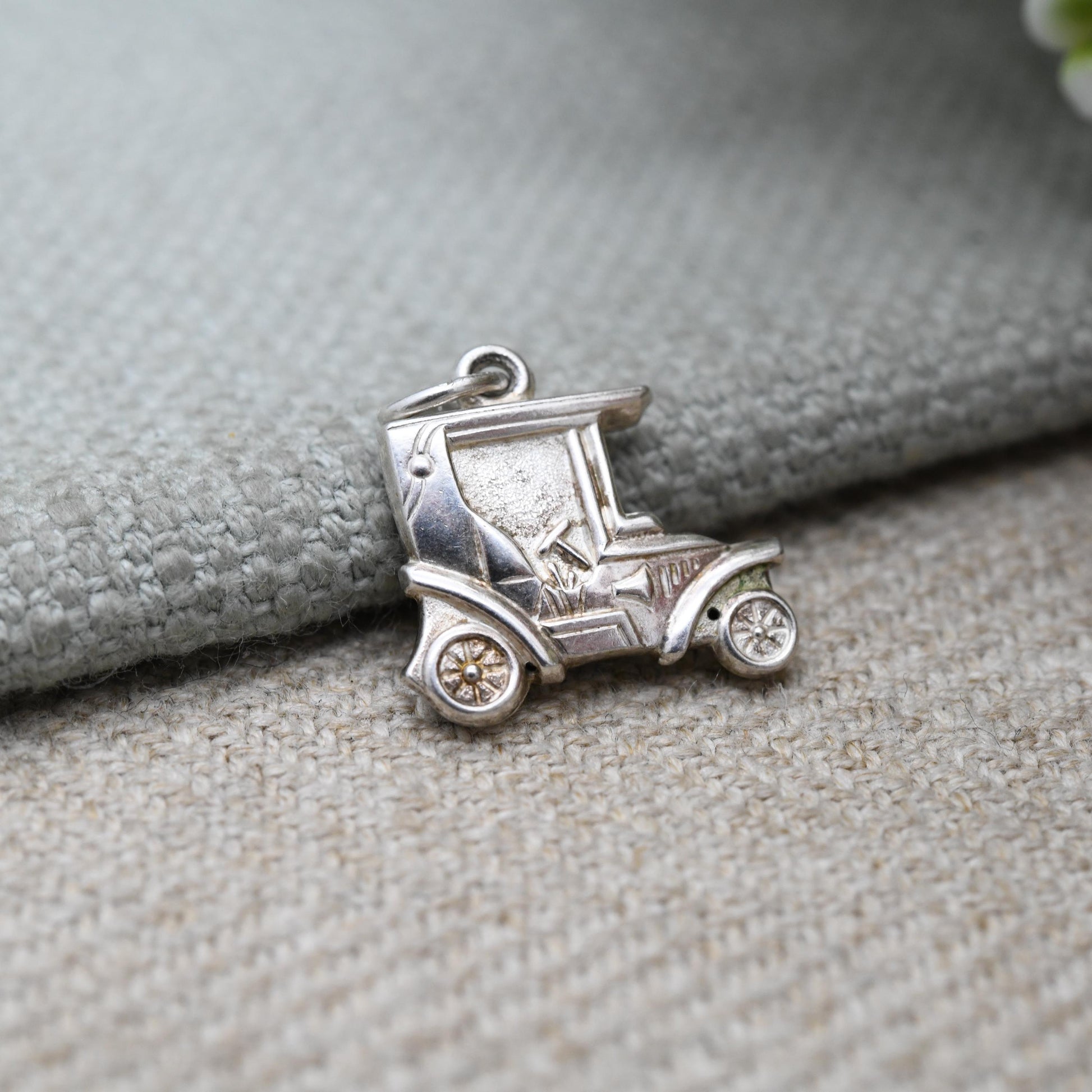 Vintage Sterling Silver Old Car Charm Pendant - Vintage Car Charm | Scandinavian Silver | Gift for Charm Bracelet