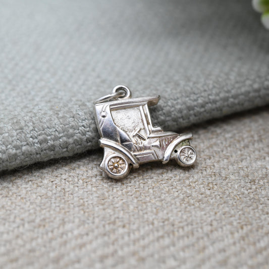 Vintage Sterling Silver Old Car Charm Pendant - Vintage Car Charm | Scandinavian Silver | Gift for Charm Bracelet