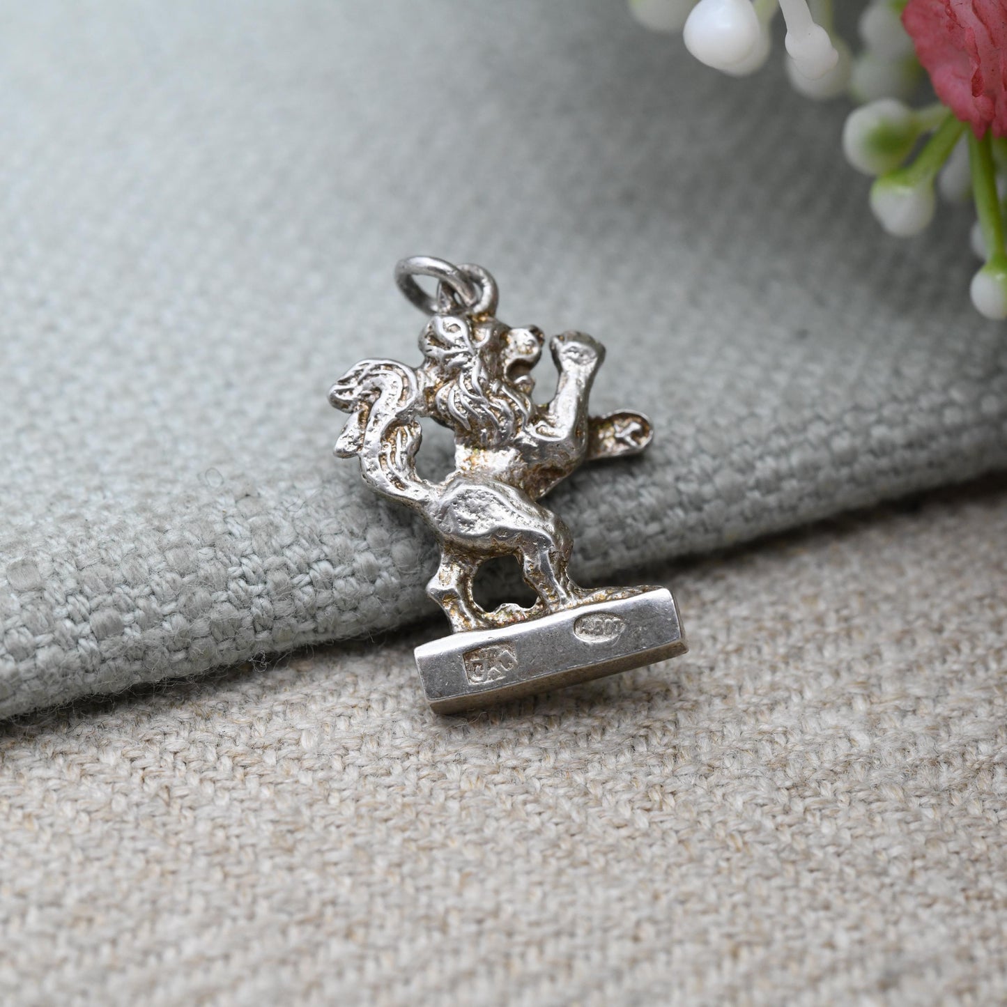 Vintage 800 Silver Luxembourg Lion Charm Pendant - European Travel Charm | Luxembourg City | Souvenir Gift for Charm Bracelet