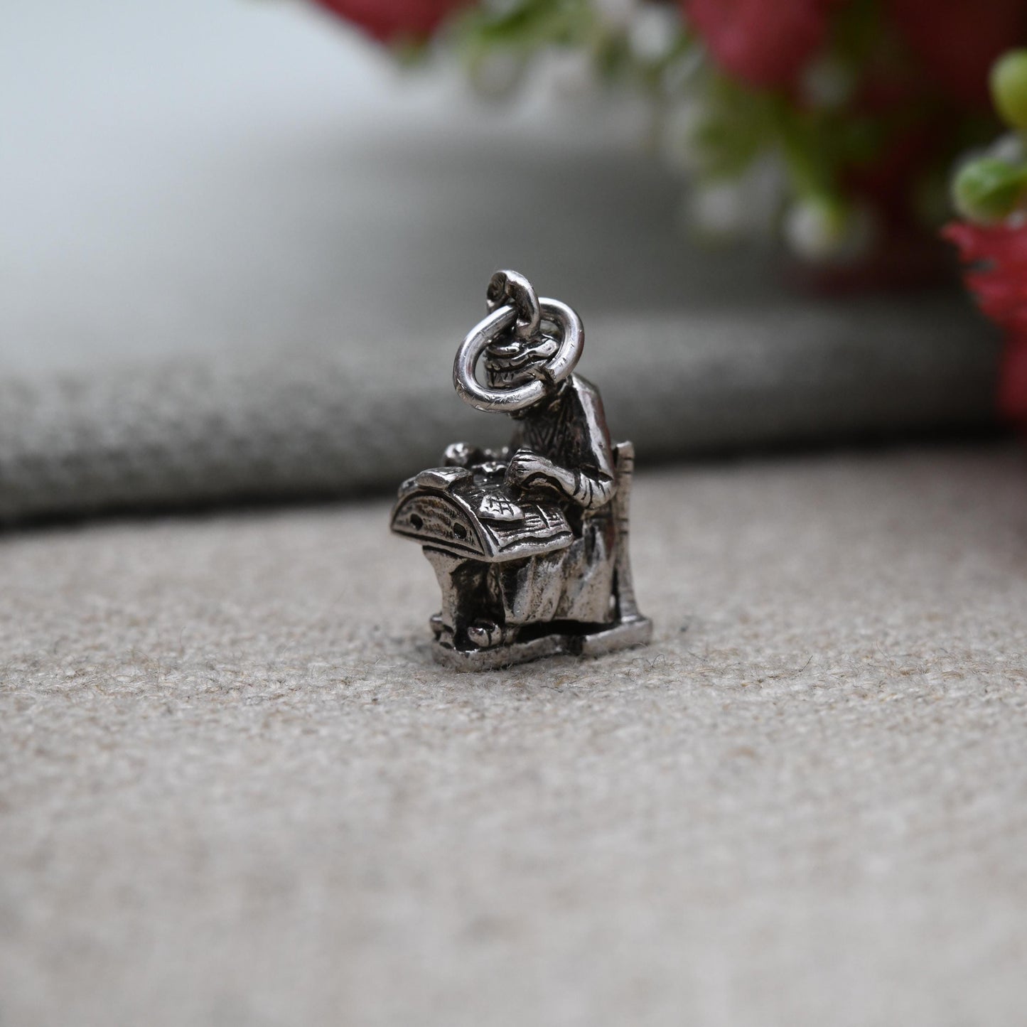 Vintage Sterling Silver Lacemaker Bruxelles Brussels Belgium Charm Pendant - Belgian Traditional Souvenir | Gift for Travel Charm Bracelet