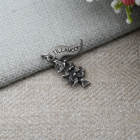 Vintage Silver Tillamook Tree Charm Pendant - Floral Travel Charm | Oregon State Gift | Souvenir Gift for Charm Bracelet