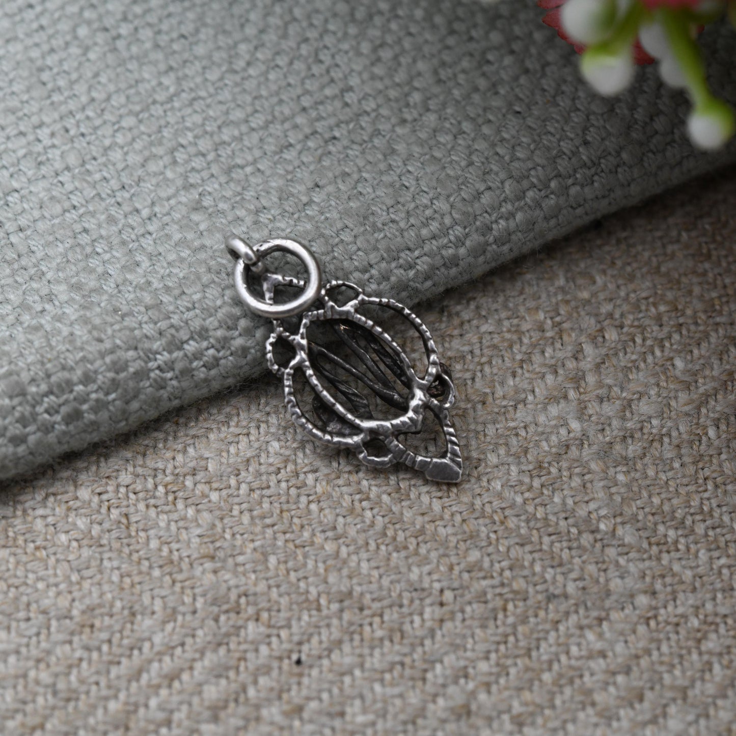 Vintage Sterling Silver Letter M Pendant with Ornate Open Border - Cute Initial Gift Mid-Century Necklace Charm Personalised Jewellery