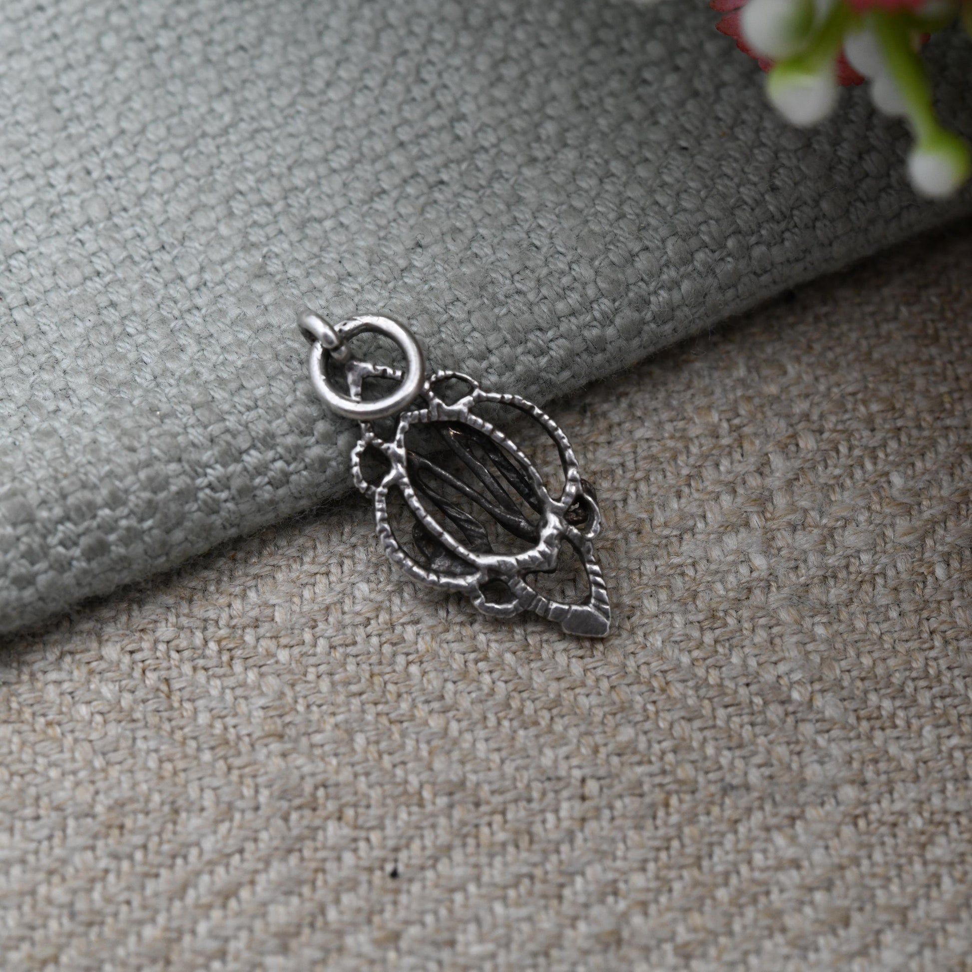 Vintage Sterling Silver Letter M Pendant with Ornate Open Border - Cute Initial Gift Mid-Century Necklace Charm Personalised Jewellery