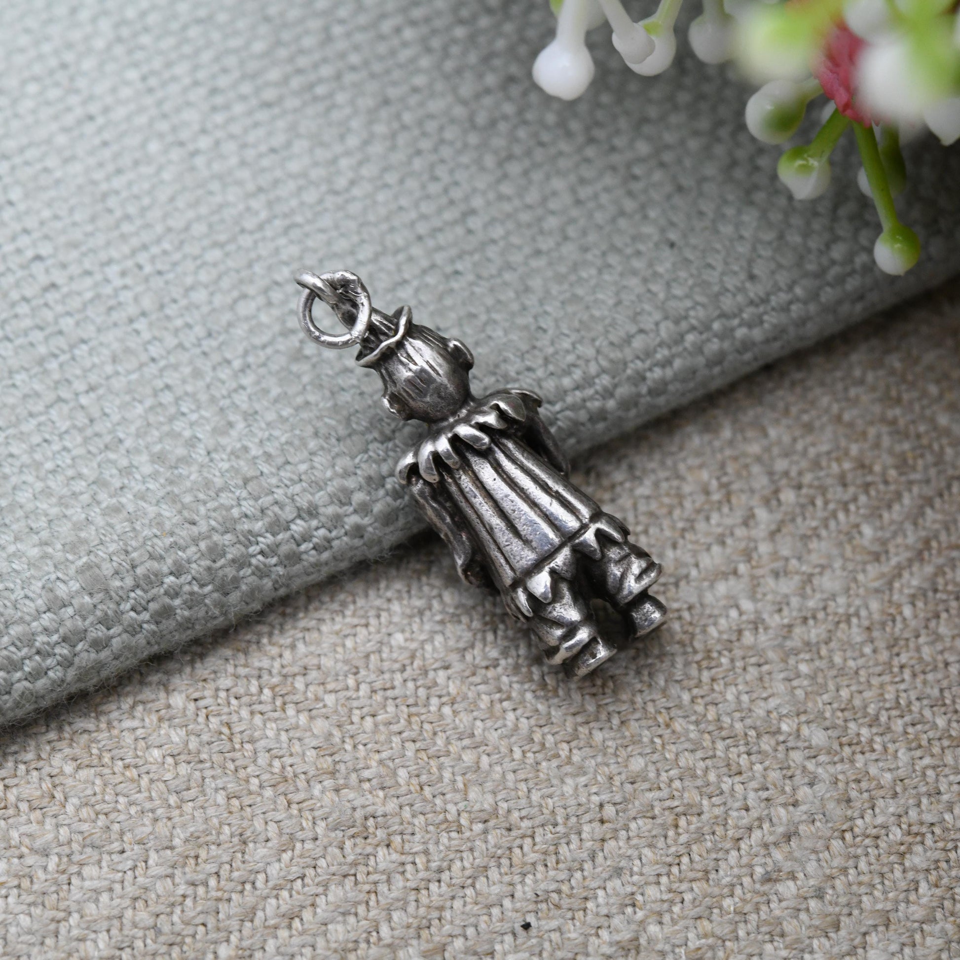 Vintage Sterling Silver Clown Pendant - Circus Charm | Unusual Silver Jewellery | Gift for Charm Bracelet Necklace
