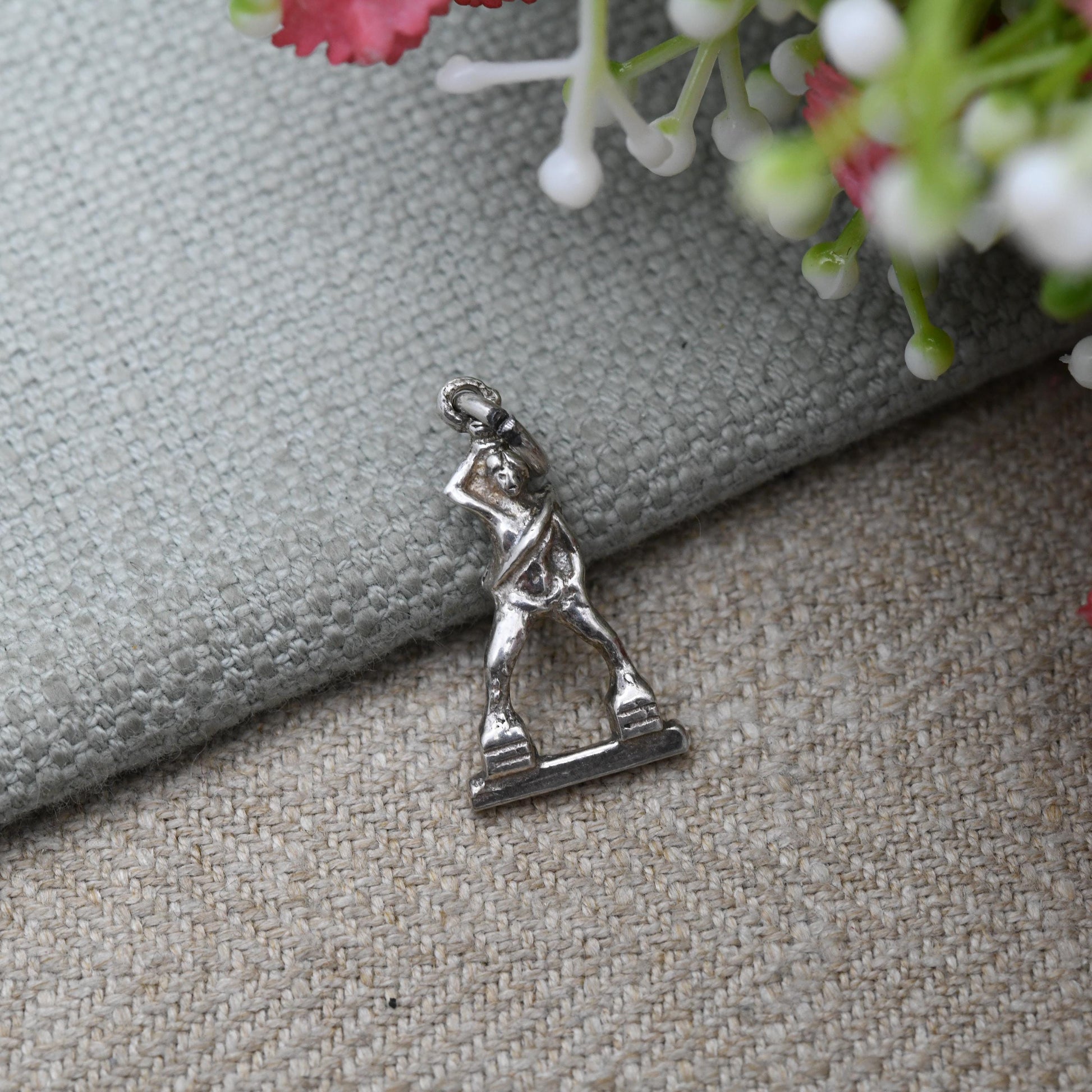 Vintage 800 Silver Man Charm Pendant - Standing Figure Statue | Souvenir Gift for Charm Bracelet