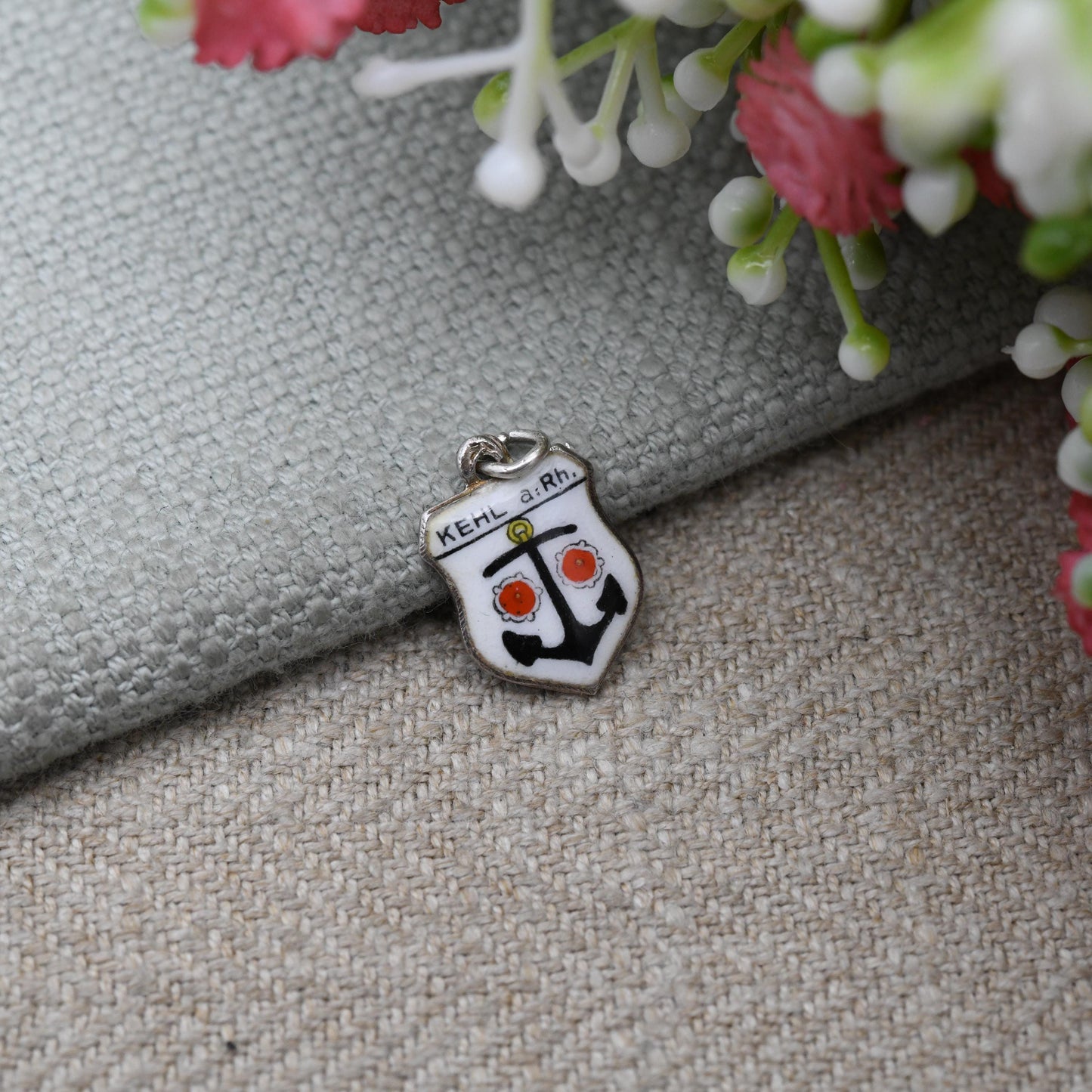 Vintage 800. Silver Kehl am Rhein Charm Pendant - Baden-Württemberg | Germany | Rhine River | Europe | Souvenir Gift for Charm Bracelet