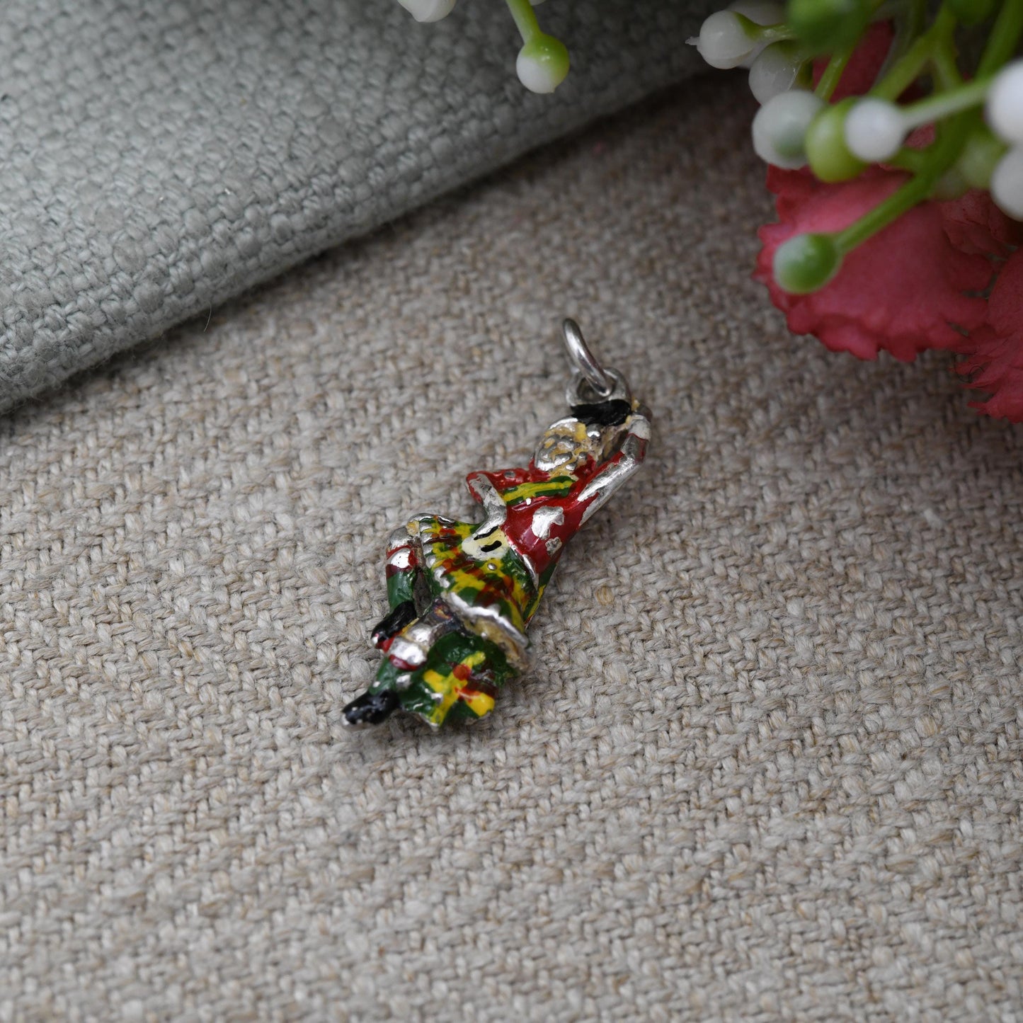 Vintage Sterling Silver and Enamel Scottish Dancer Charm Pendant - Scotland | Great Highland Dancing | Souvenir Gift for Charm Bracelet