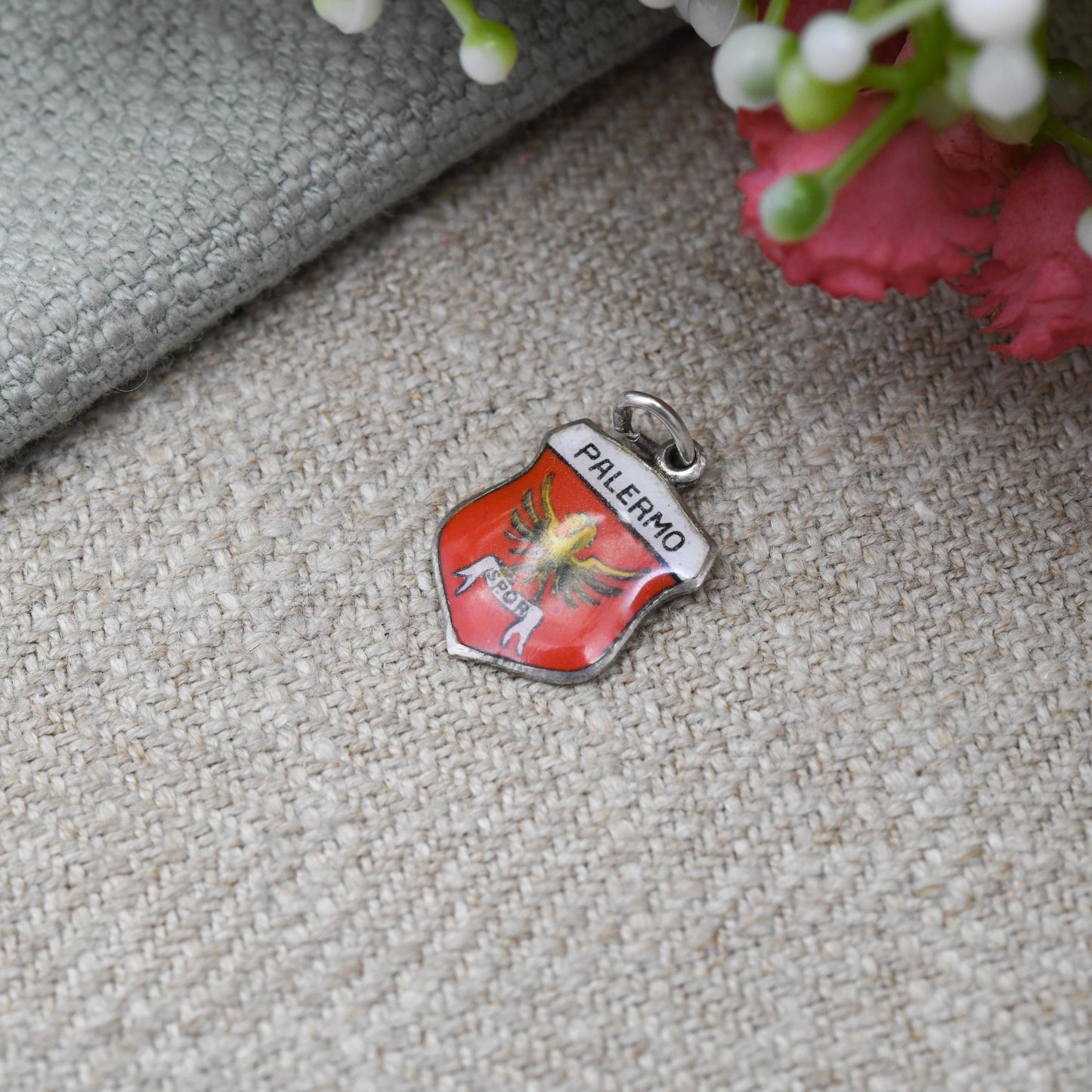 Vintage 830. Silver Palermo Charm Pendant - Sicily Italy | Scandinavian Silver | Europe | Souvenir Gift for Charm Bracelet