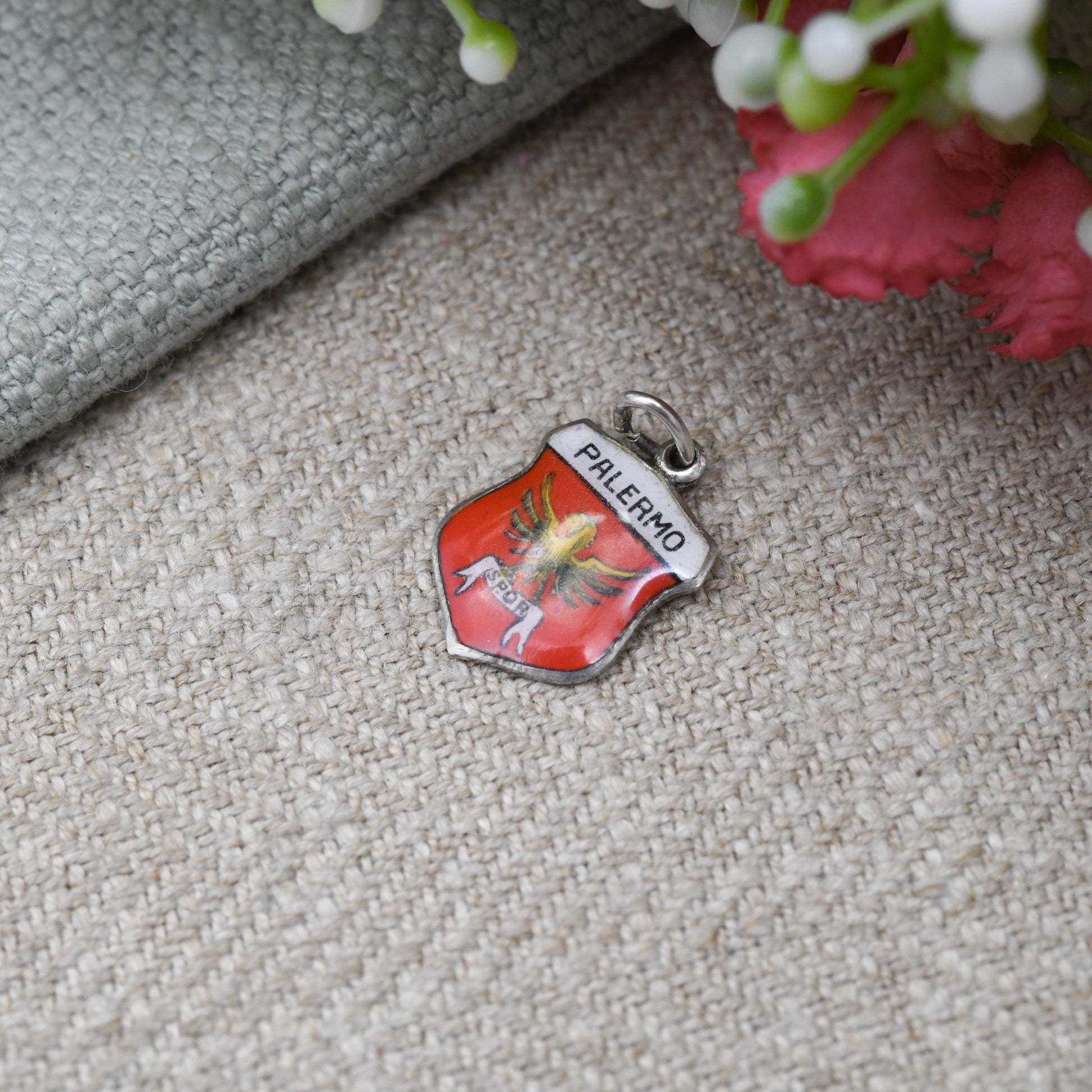Vintage 830. Silver Palermo Charm Pendant - Sicily Italy | Scandinavian Silver | Europe | Souvenir Gift for Charm Bracelet