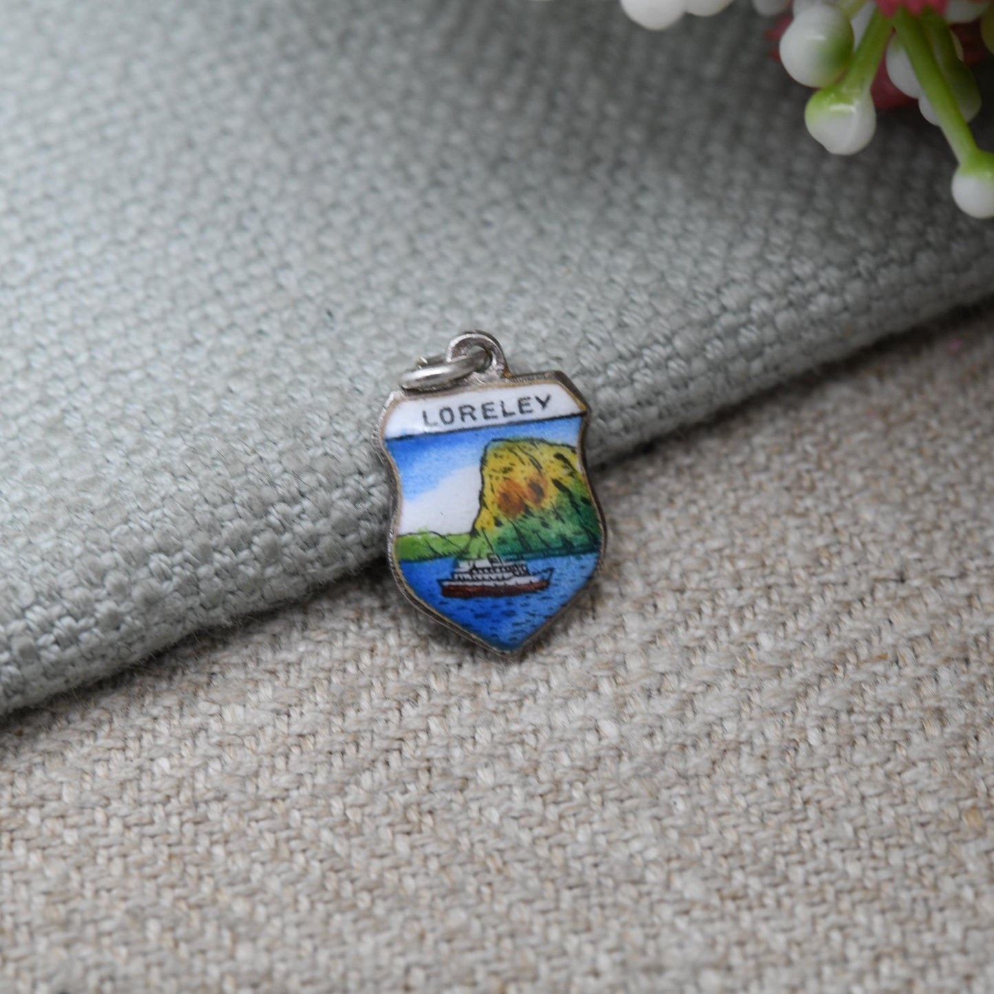 Vintage 800. Silver Loreley Charm Pendant - Lorelei | Germany | Rhine River | Europe | Souvenir Gift for Charm Bracelet