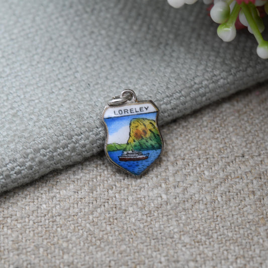 Vintage 800. Silver Loreley Charm Pendant - Lorelei | Germany | Rhine River | Europe | Souvenir Gift for Charm Bracelet
