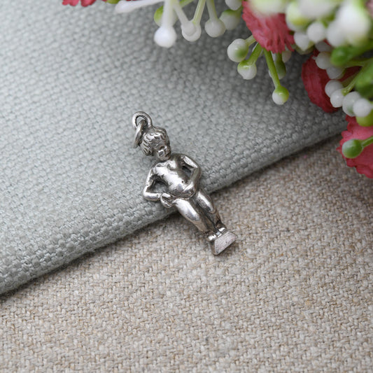 Vintage 800 Silver Manneken Pis Souvenir Charm Pendant - Petite Julian | Brussels | Belgian Tourist Charm | Souvenir Gift for Charm Bracelet