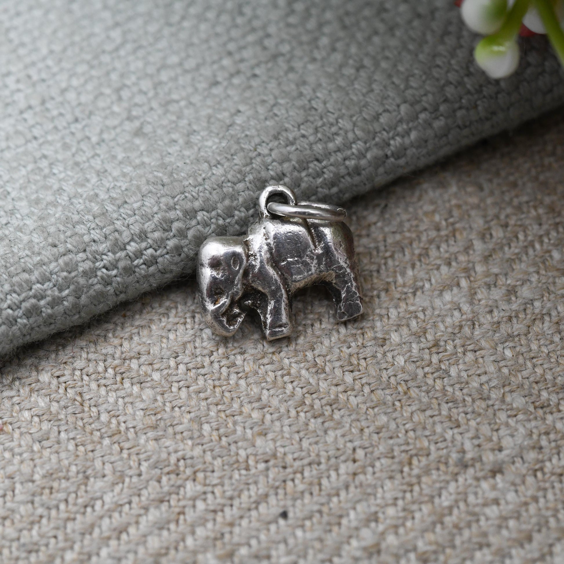 Vintage Sterling Silver Elephant Charm Pendant - Small Cute Animal | Nature Lover Gift | Indian Elephant | Gift for Charm Bracelet