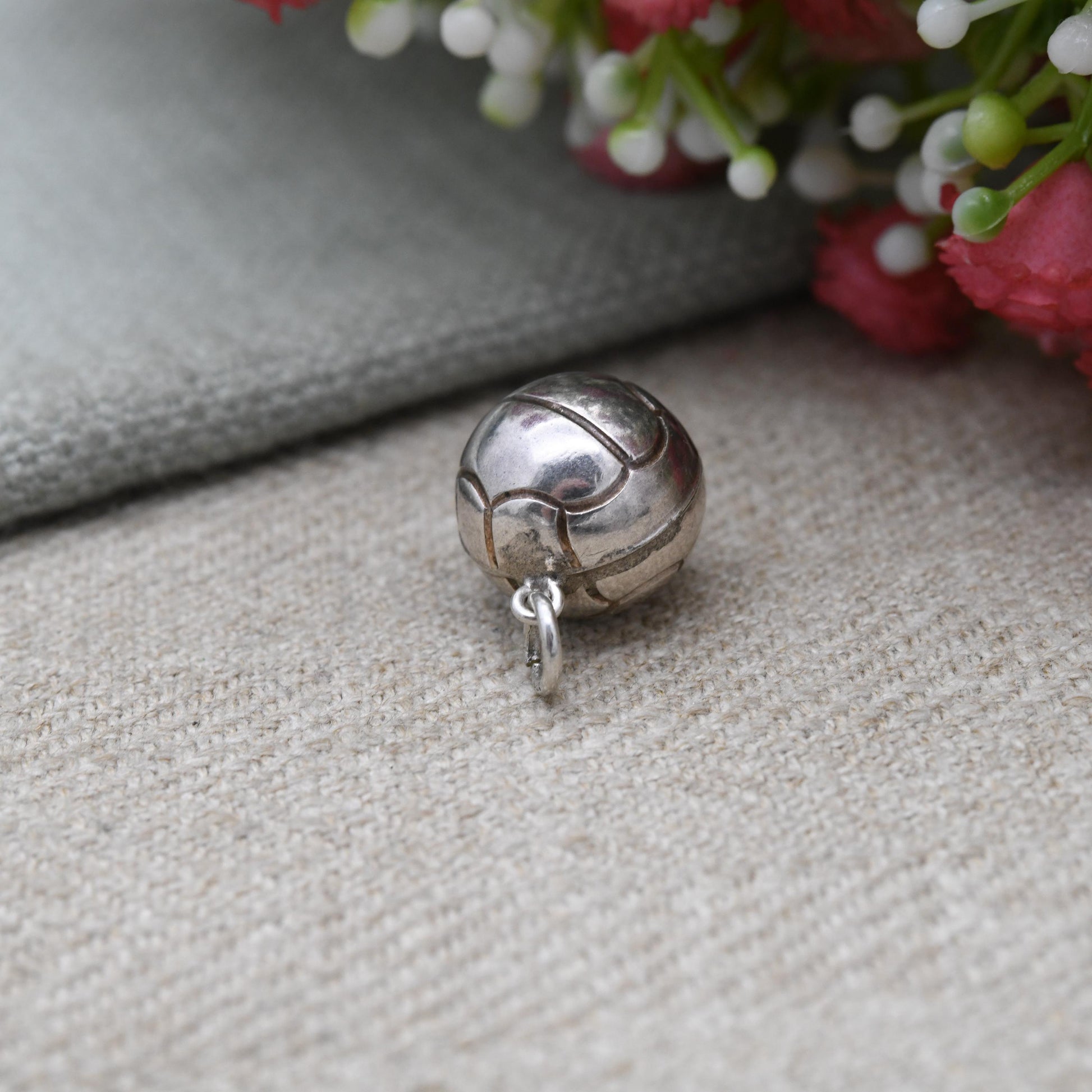 Vintage 830 Silver Retro Football Charm Pendant - Soccer Ball | England Three Lions | Hallow Ball | Football Fan | Gift for Charm Bracelet