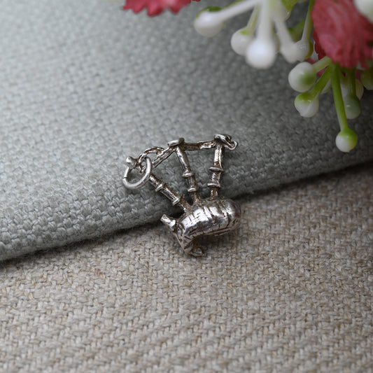 Vintage Sterling Silver Bagpipes Charm Pendant - Scotland | Great Highland Music | Patriotic Bagpipes | Souvenir Gift for Charm Bracelet