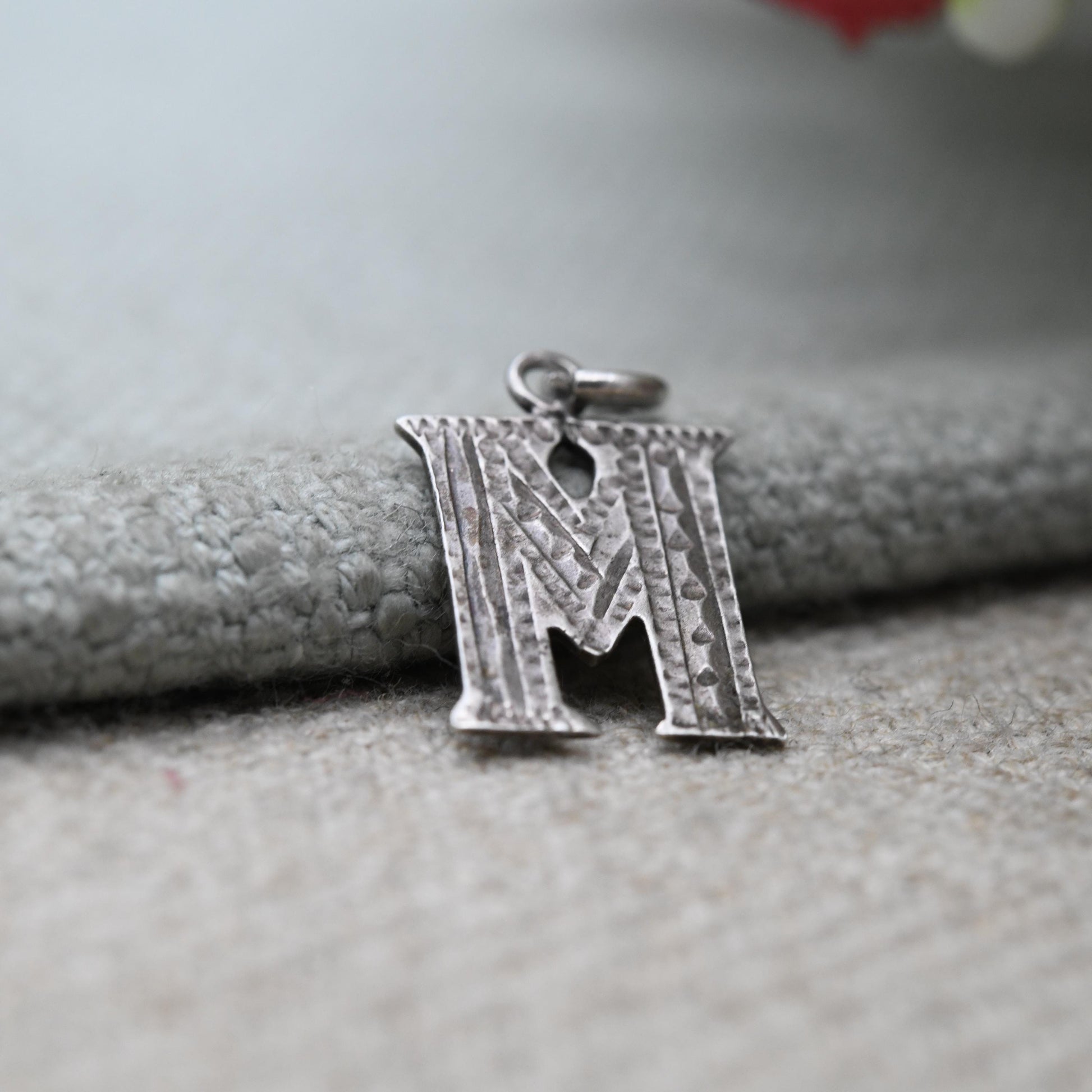 Vintage Sterling Silver Letter M Pendant with Ornate Hand Engraved Patters - Cute Initial Gift Mid-Century | Necklace Charm Jewellery