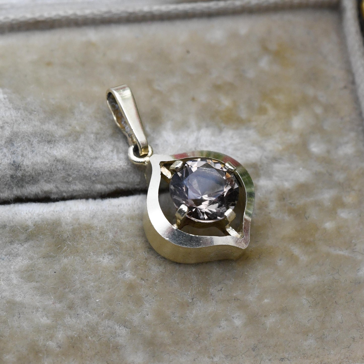 Vintage 9ct Gold Smoky Quartz Pendant 1977 - Ornate Gemstone Necklace Charm Pendant | Mid-Century
