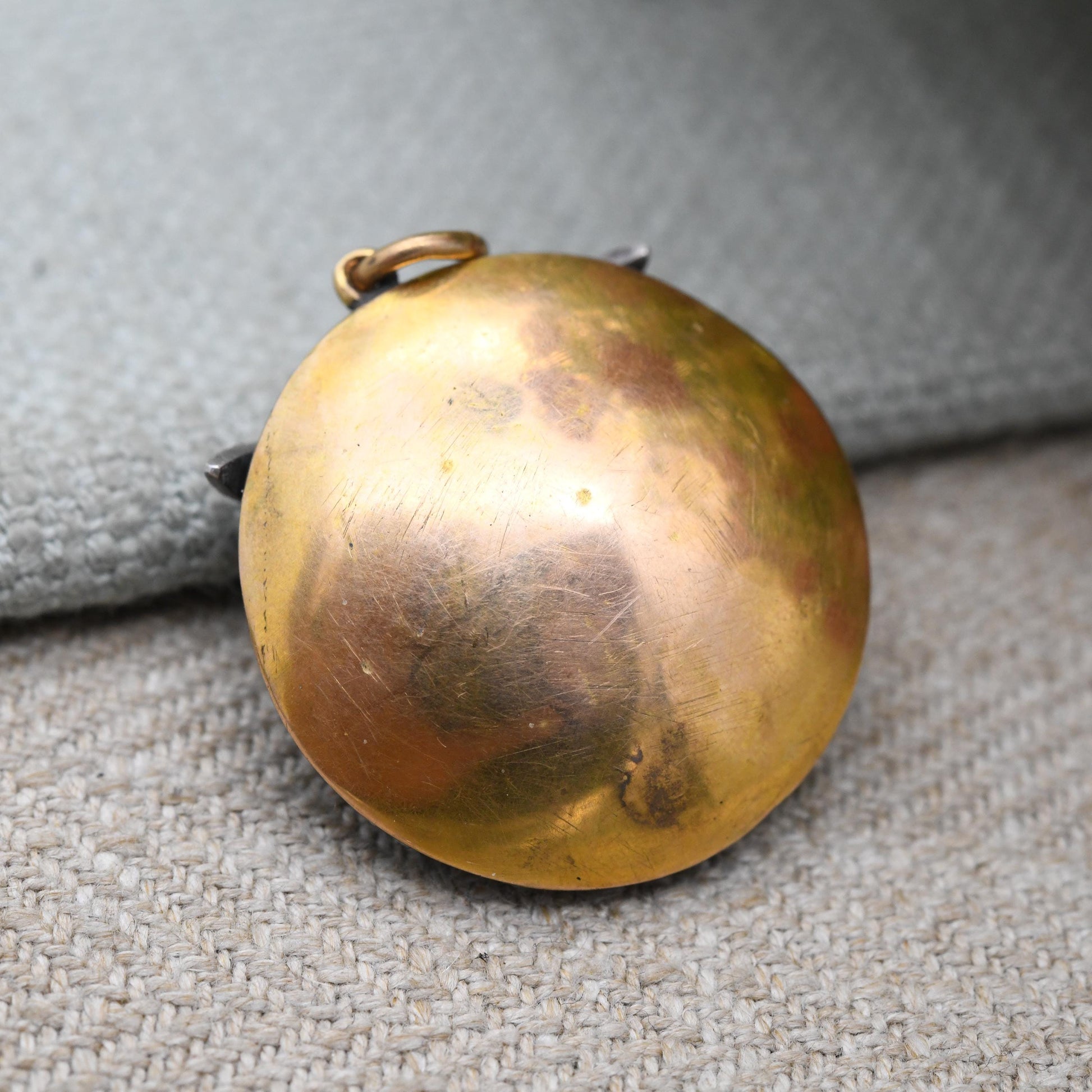 Antique Victorian Gemstone Owl Pendant with Turquoise Emerald and Garnet in Gold and Silver c. 1860s