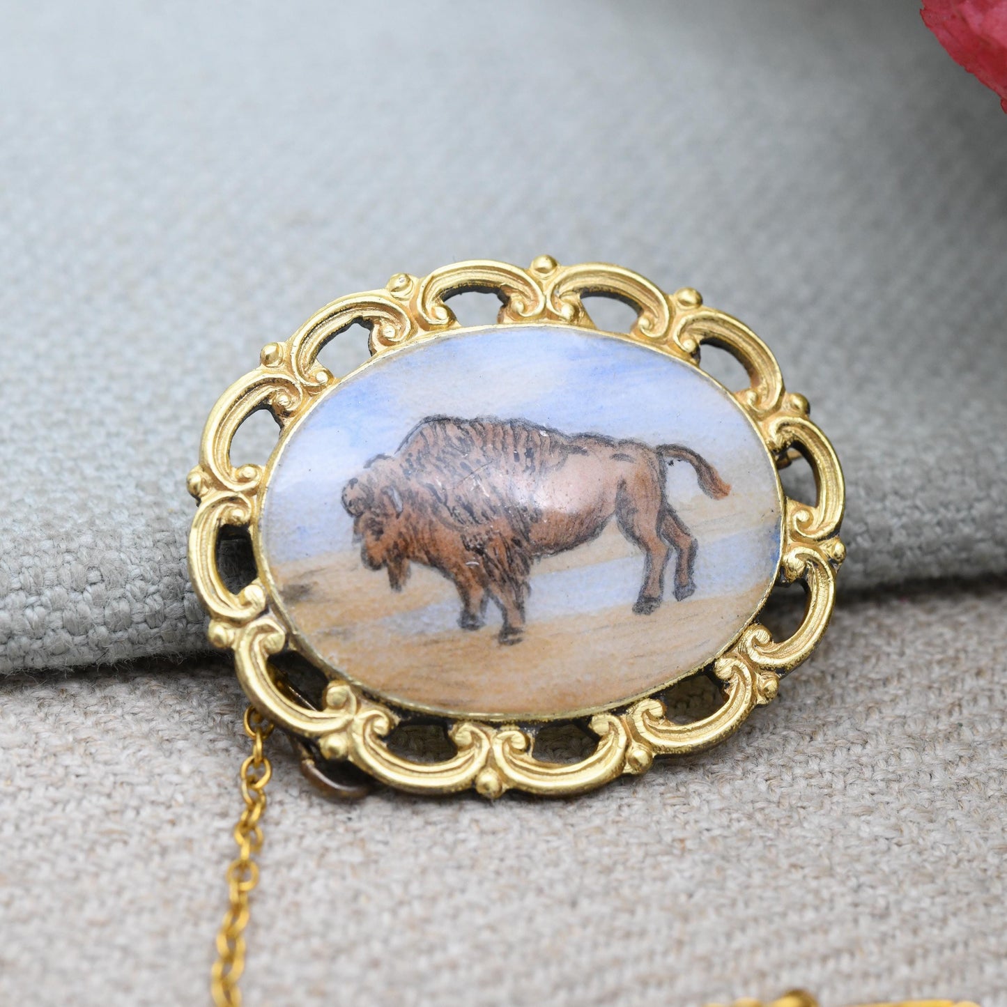 Vintage Silver Gilt Buffalo Brooch RAOB by FC Parry 1973 - Royal Antediluvian Order of Buffaloes