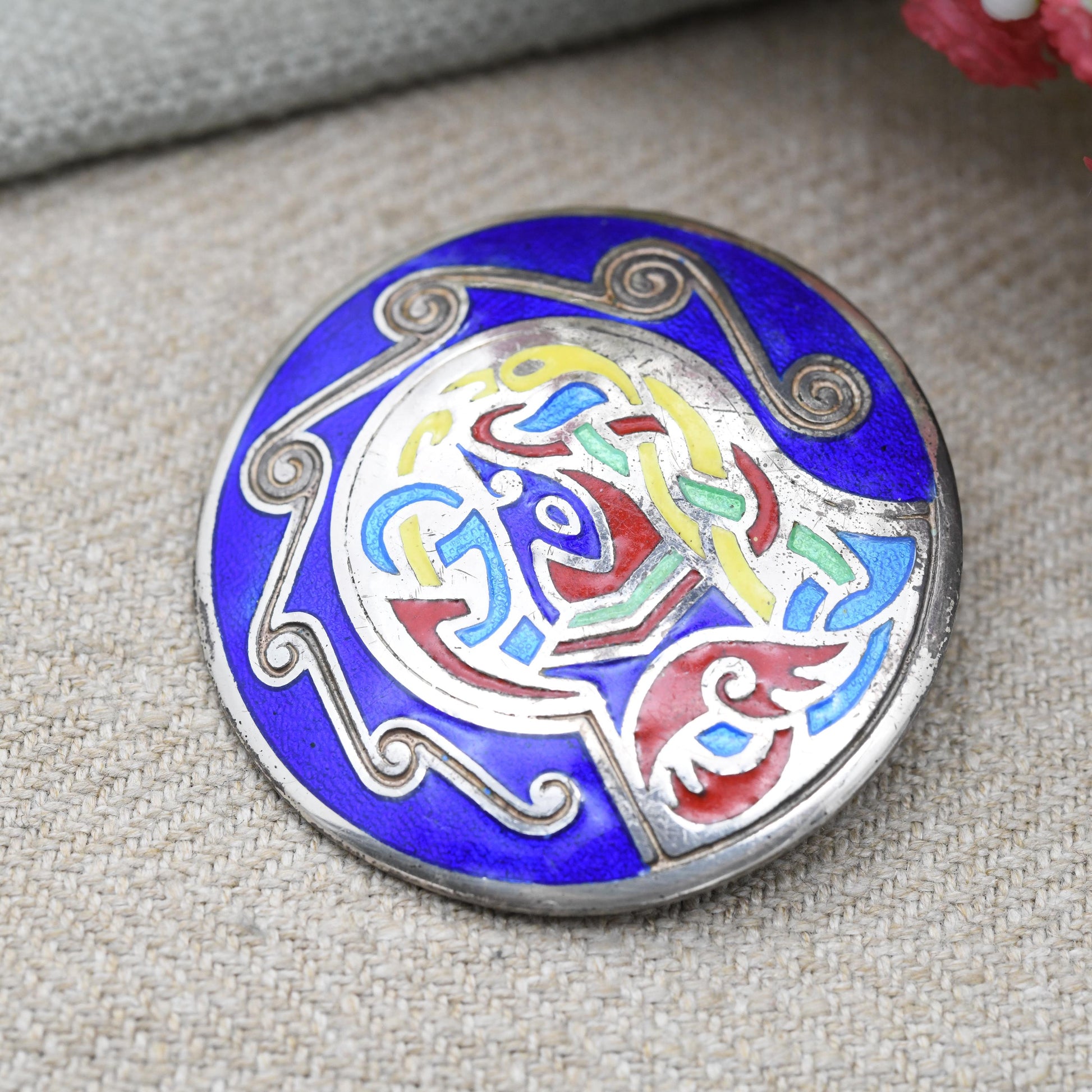 Vintage Irish Sterling Silver Brooch Tara Ware Book of Kells 1975 - Bright Colourful Enamel | Signed Designer Jewellery | Dublin Hallmarks