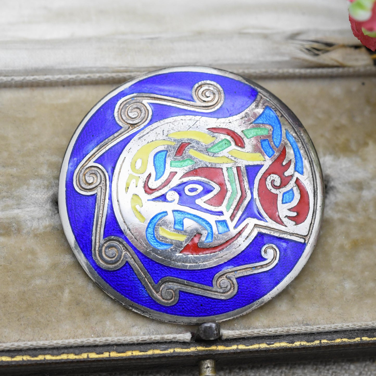 Vintage Irish Sterling Silver Brooch Tara Ware Book of Kells 1975 - Bright Colourful Enamel | Signed Designer Jewellery | Dublin Hallmarks