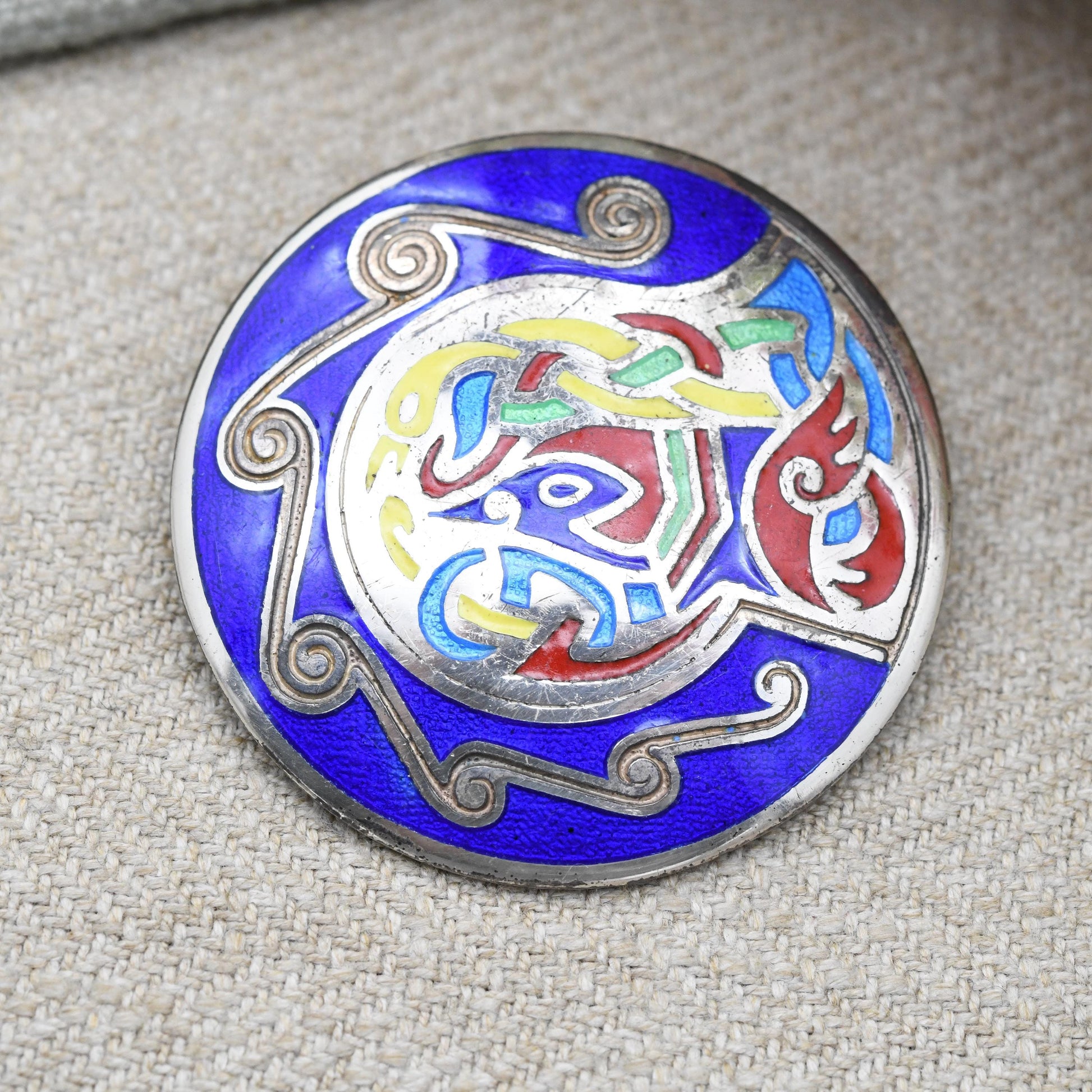 Vintage Irish Sterling Silver Brooch Tara Ware Book of Kells 1975 - Bright Colourful Enamel | Signed Designer Jewellery | Dublin Hallmarks