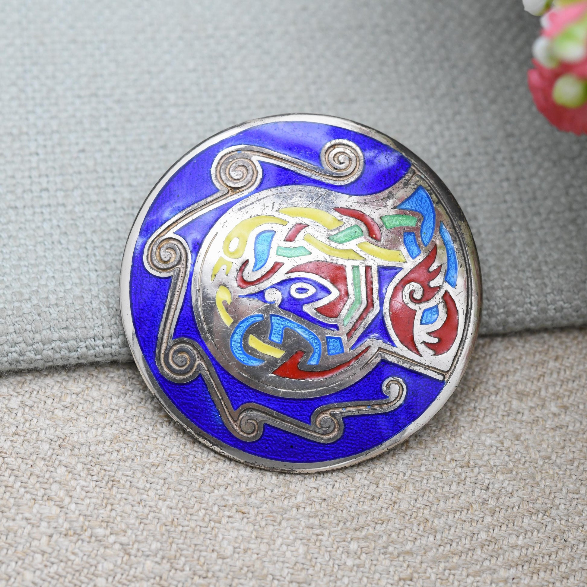 Vintage Irish Sterling Silver Brooch Tara Ware Book of Kells 1975 - Bright Colourful Enamel | Signed Designer Jewellery | Dublin Hallmarks