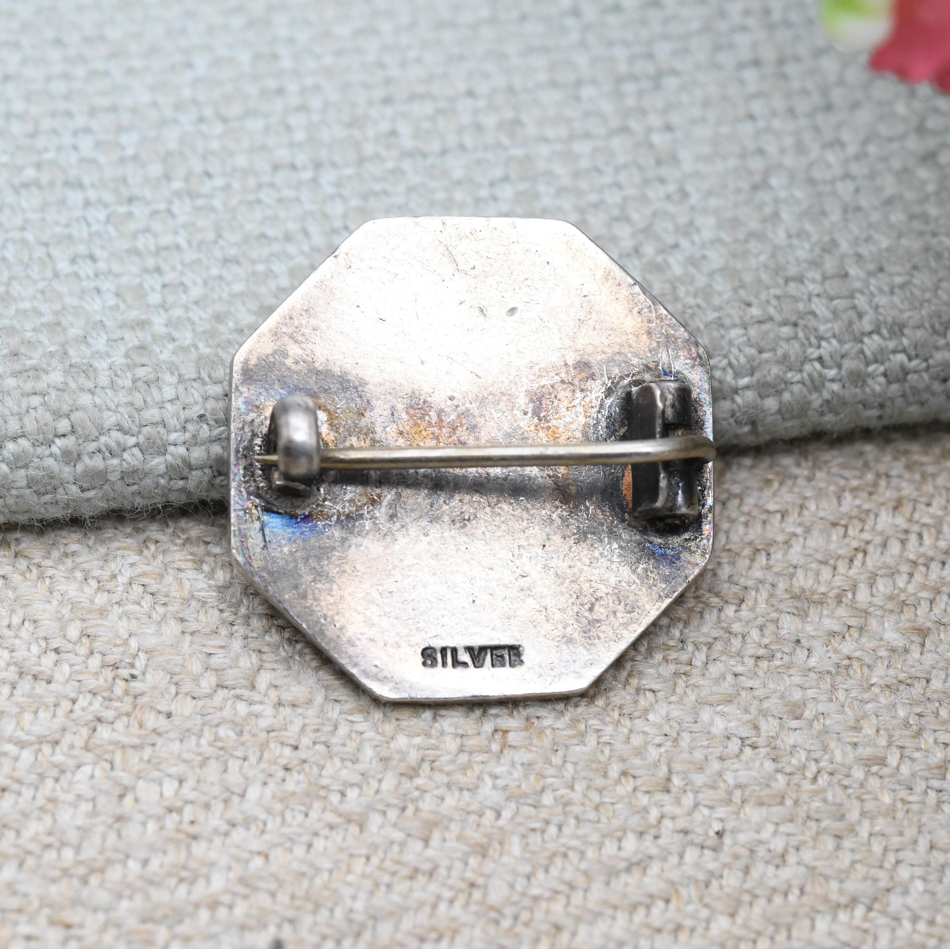 Vintage Sterling Silver Pink Enamel St Christopher Brooch - Saint of Travel | Religious Statement | Gift for Baptism Christening